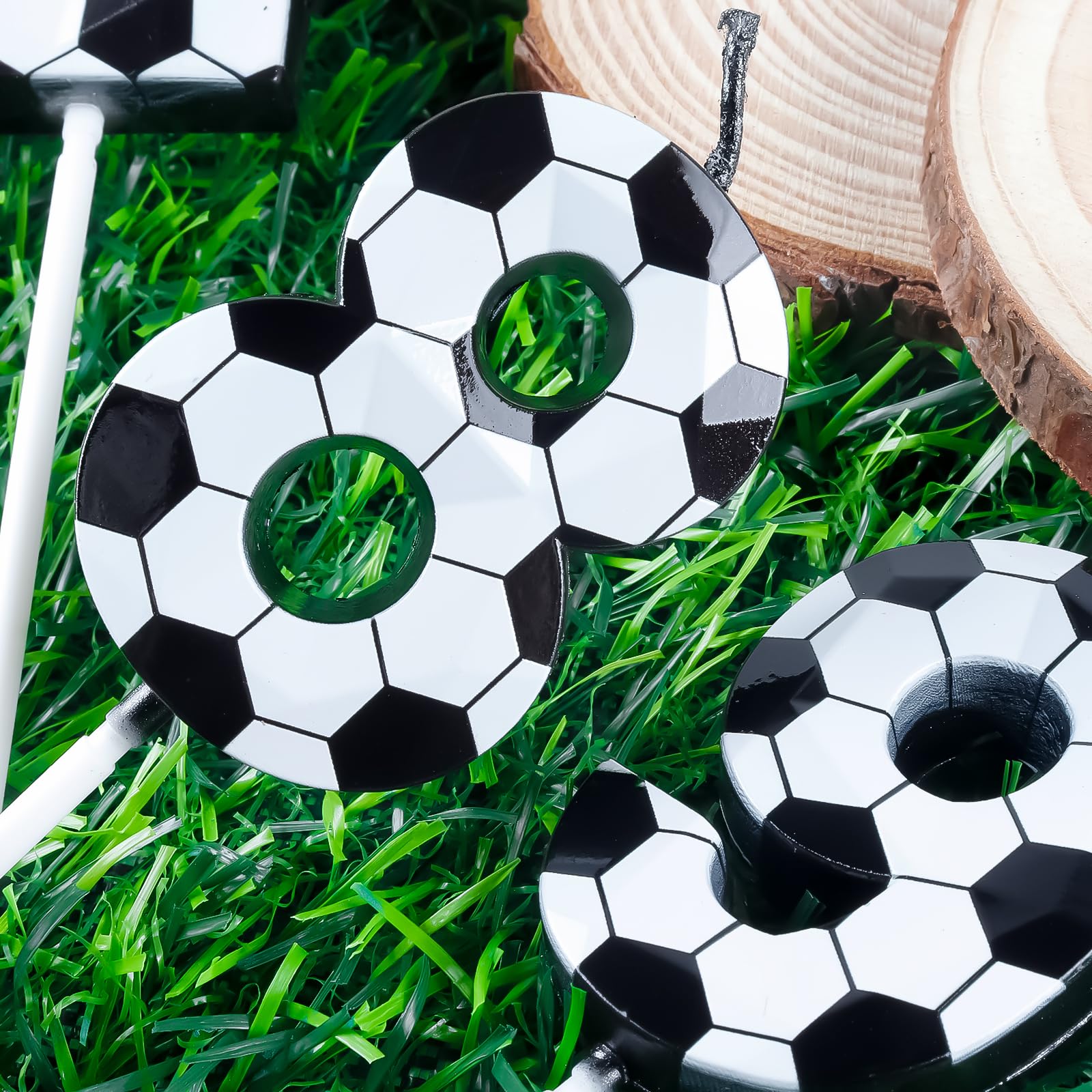 OKYUK Voetbal verjaardagskaars 8e, voetbalkaarsen voor taart, glitter