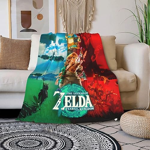 Zelda - Manta con diseño de juego para niñas y niños, súper cálida y suave, manta de franela de forro polar de invierno para sofá, ropa de cama para