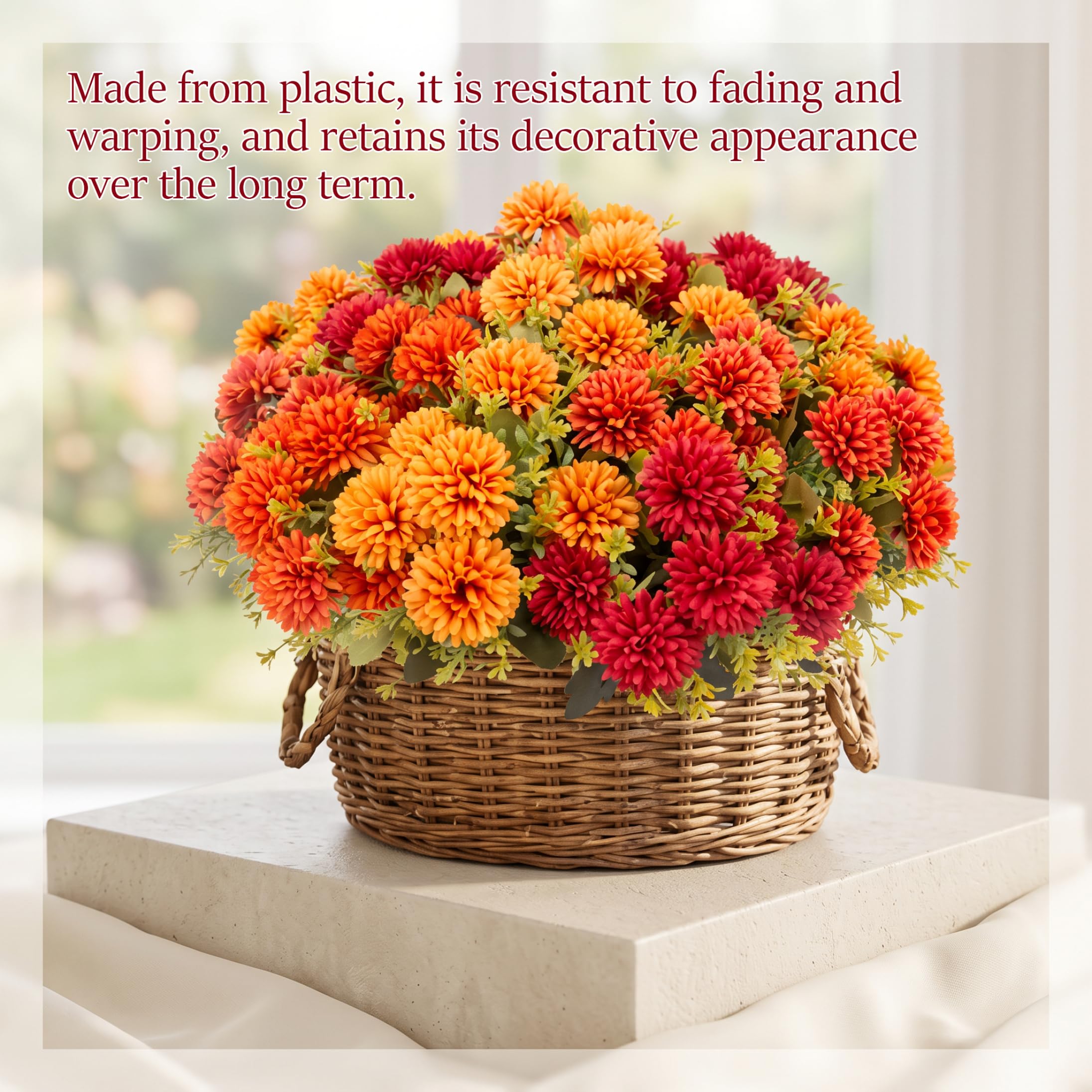 Chrysanthemen, künstliche Blumen, 12 Stück, lebensechte Herbstblumen für die Dekoration