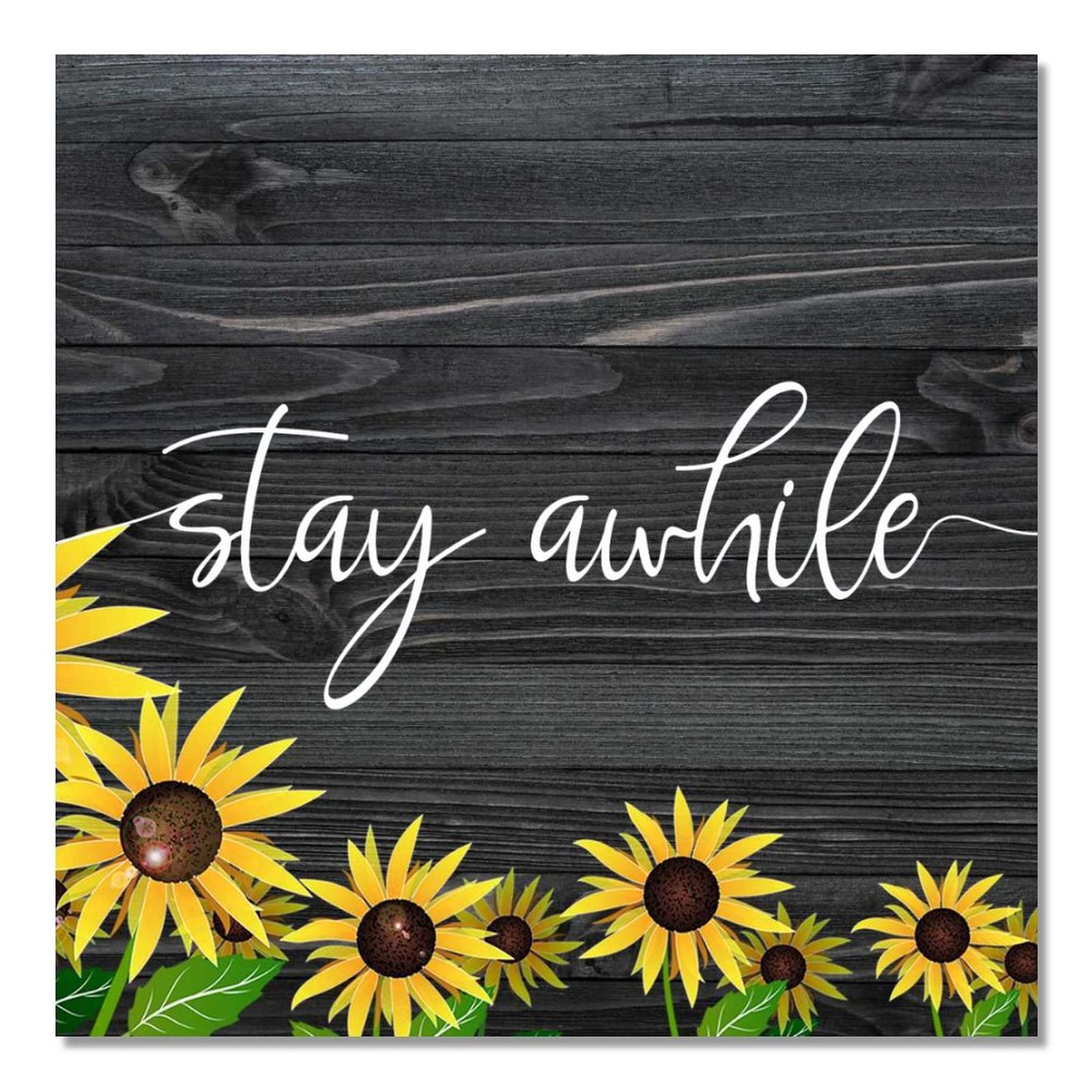 Plaque en bois avec tournesol pour décoration d'intérieur rustique de 40 cm à suspendre