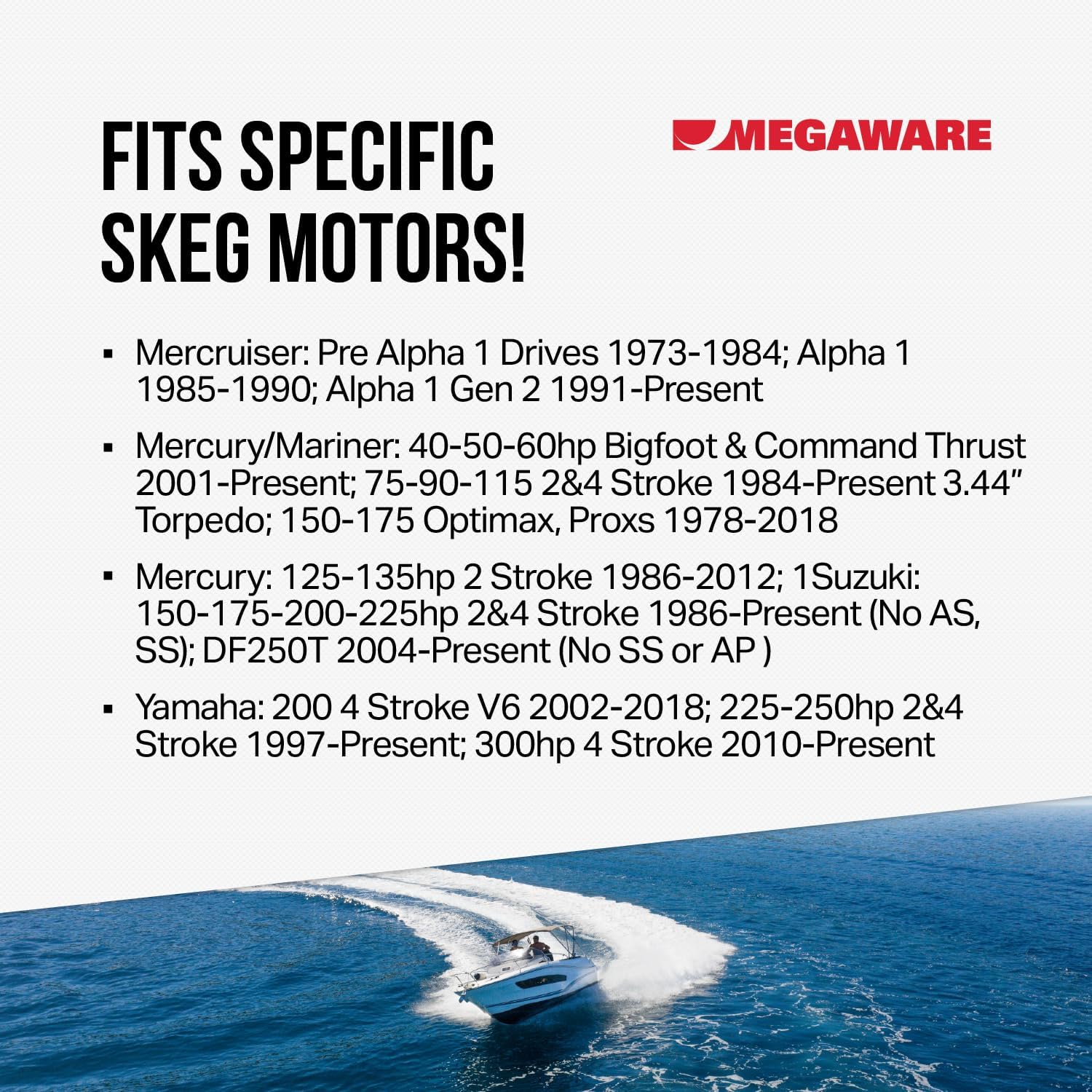 MEGAWARE KEELGUARD 655 SKEGPRO - Fits Some Mercruiser, Mercury, Suzuki, and Yamaha Boat Motors (See Listing) Stainless Steel Skeg Protector Guard Against Damage from Ramp Dragging, Rocks, Debris