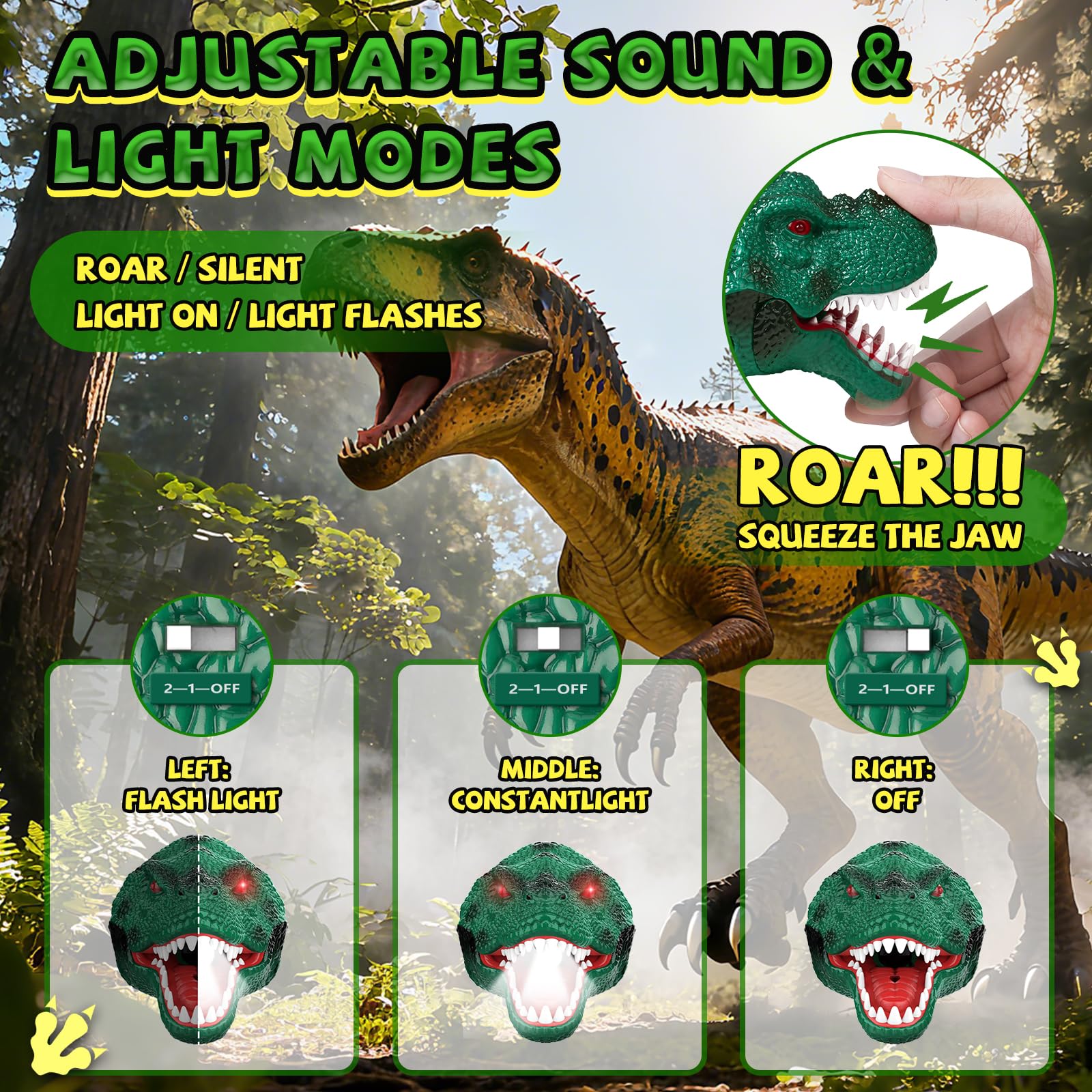 Dinosaur Headlamp for Kids - Rechargeable LED -4