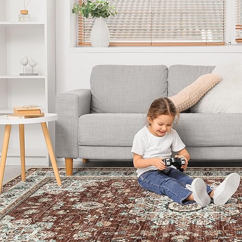 Miniatura 5 de Lahome Alfombra de dormitorio de 8 x 10 pies para dormitorio, alfombras lavables para sala de estar, antideslizante, no se desprende, bohemio,