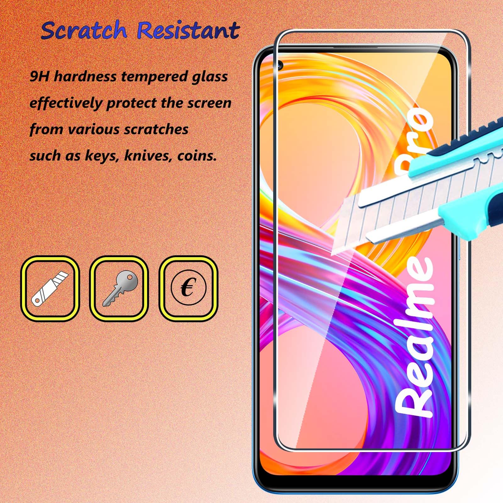 3 Pellicole In Vetro Temperato 9H Per Realme 8 4G E Realme 8 Pro - Vauki
