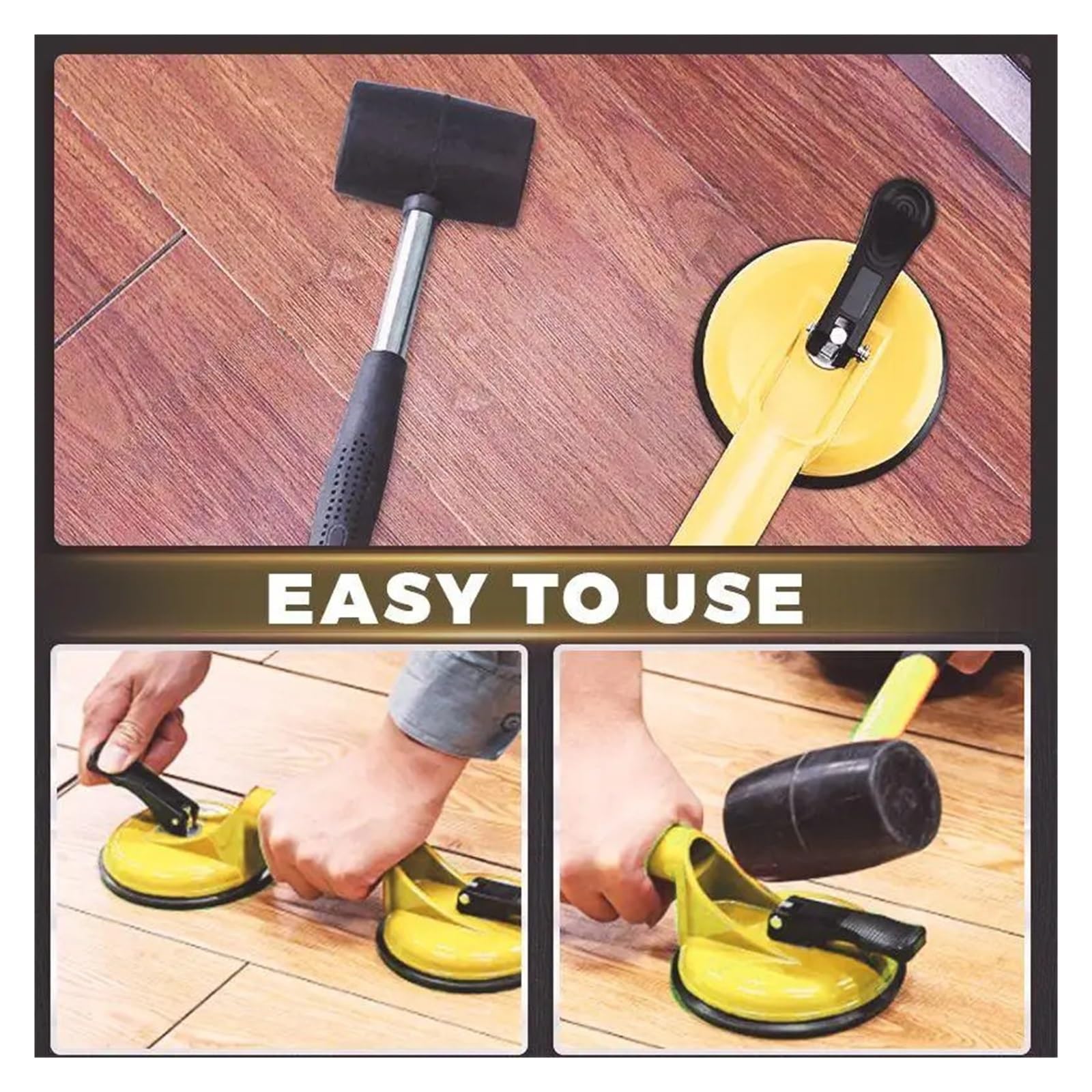Elevador de vidrio con ventosa al vacío, potente agarre para vidrio, azulejos, mármol, granito, herramienta de elevación manual (4 piezas), ideal para levantar y mover de forma segura