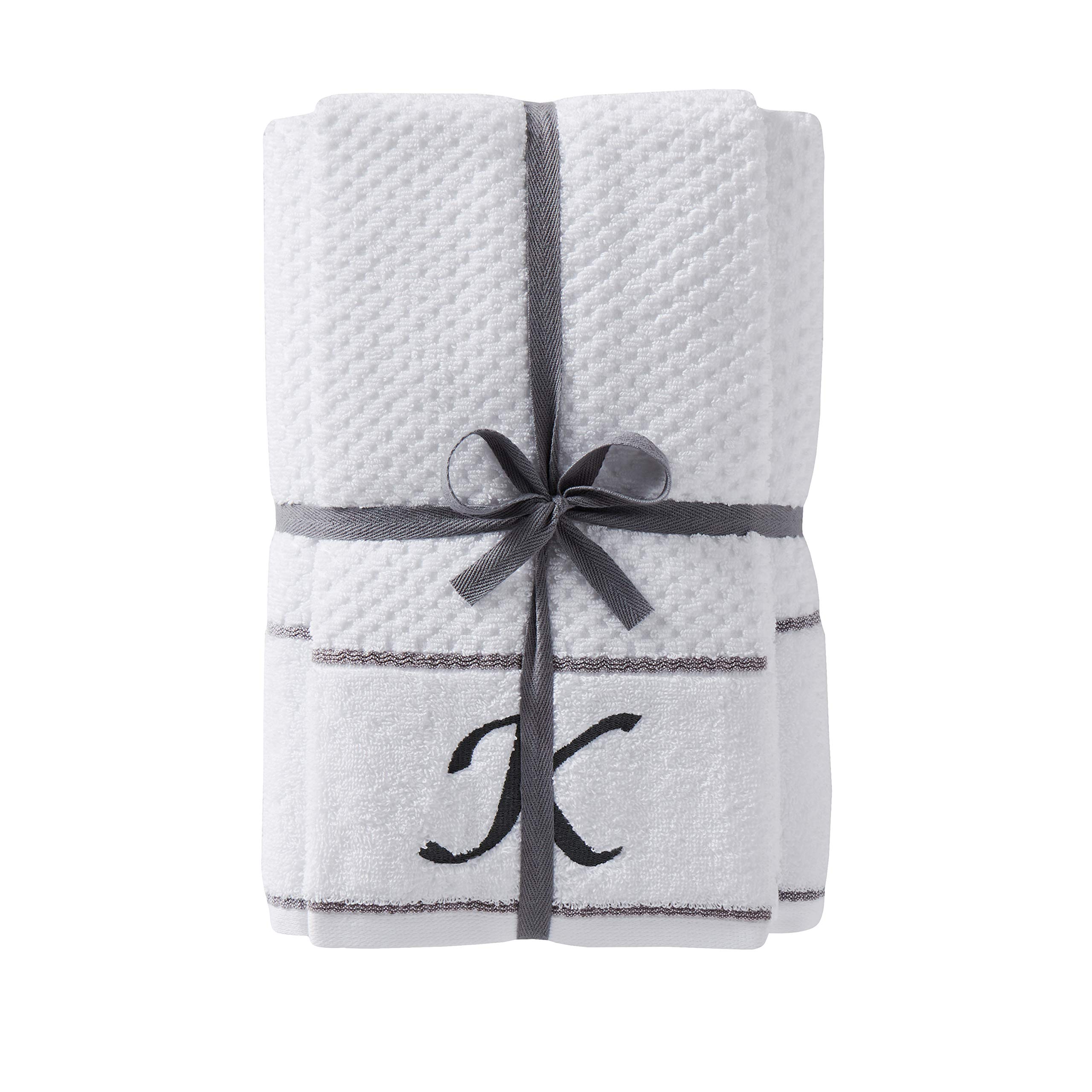 SKL Home by Saturday Knight Ltd Monogram K Bath and Hand Towel Set White 4-pack