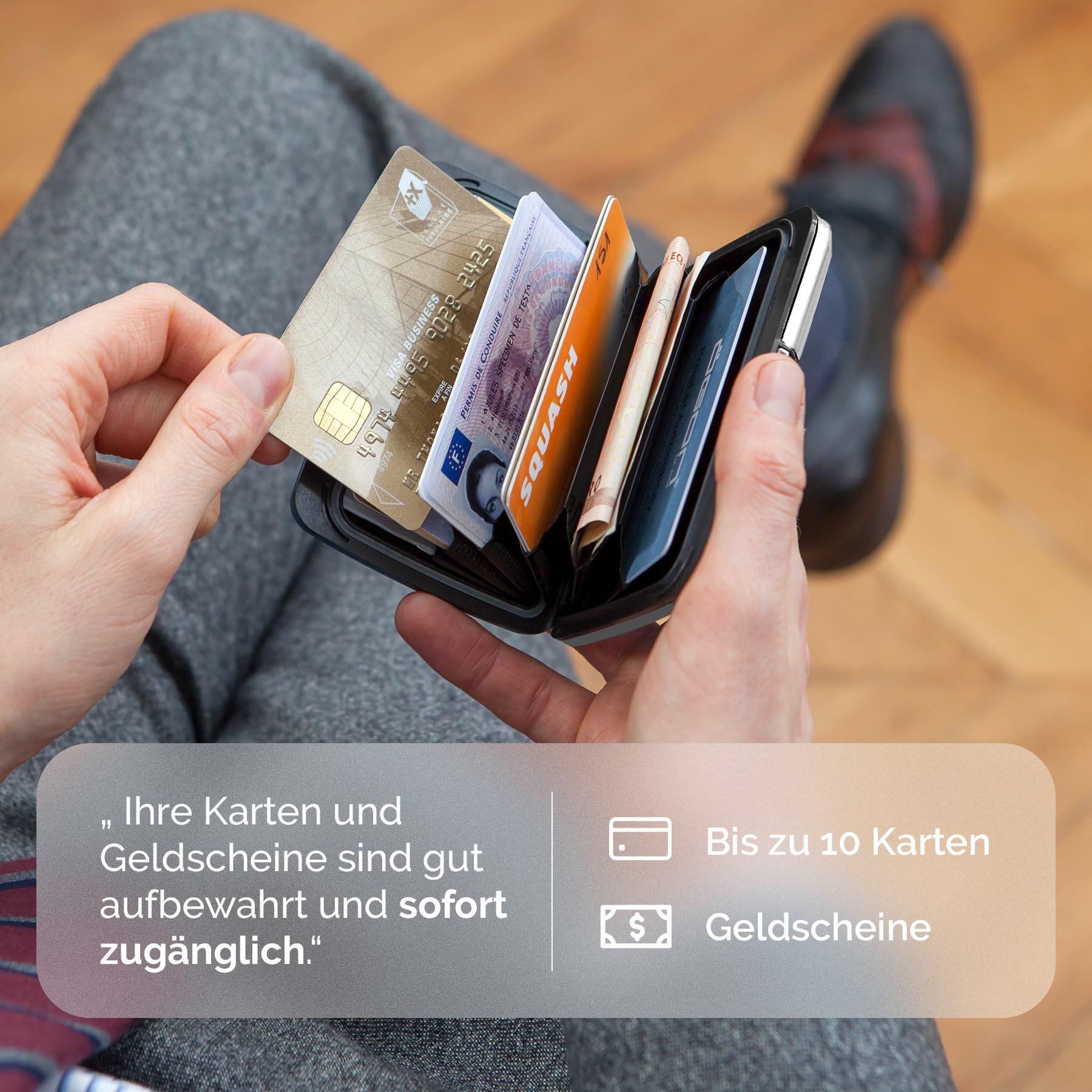 ÖGON -DESIGNS- Aluminium kartenetui mit metallverschluss, RFID Schutz vor betrug und entmagnetisierung, kompakte geldbörse, Modell Smart Case Oslo