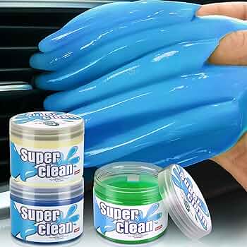 Car Cleaning Gel Putty: 2022 est Universal Detailing 3 Pack Reusable Keyboard Cleaner Unique Tinfoil Layer Design Putty for Interior Dash Printers Calculators 600G, Blue, Green, Yellow