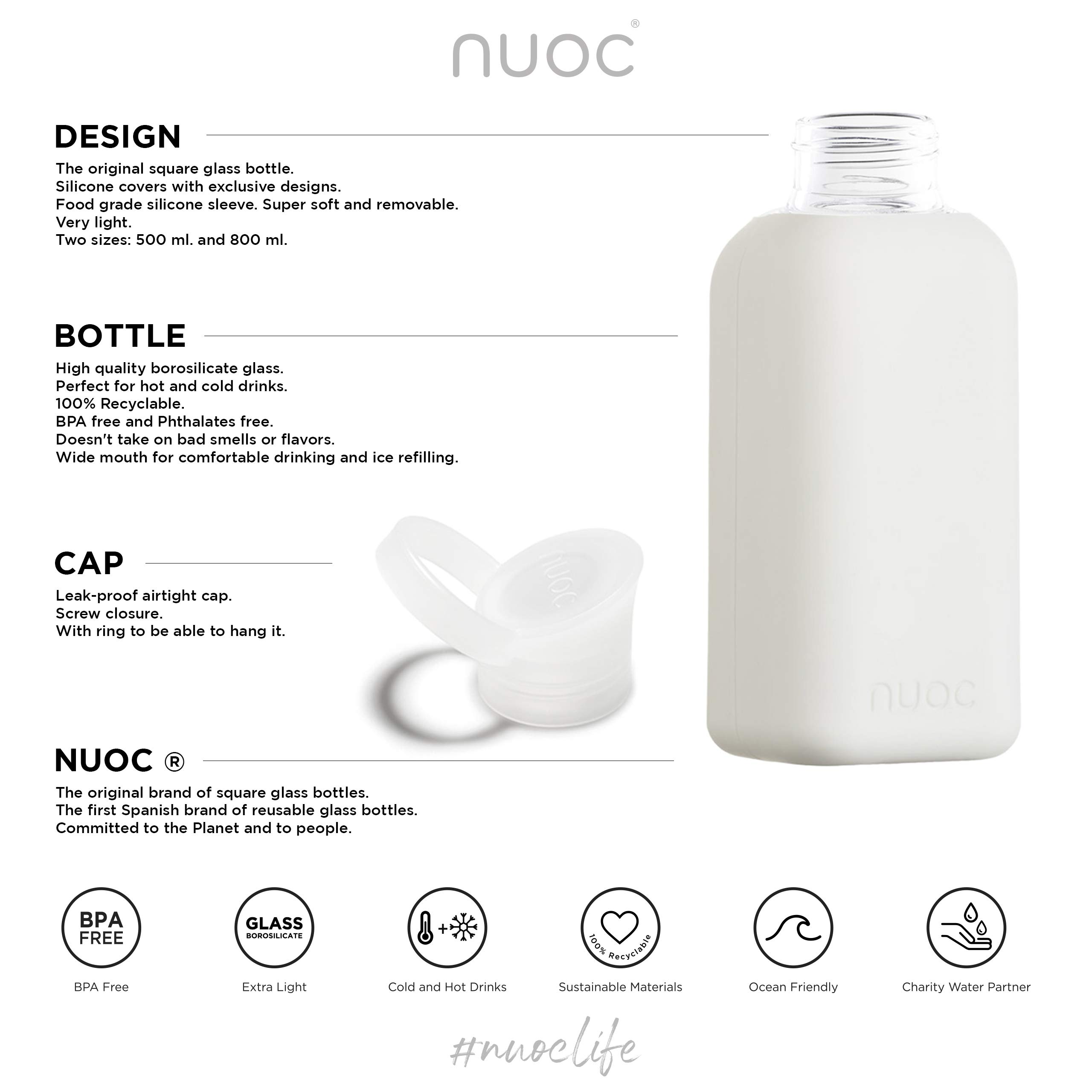 Bouteille En Verre BKR 1L Avec Manchon Silicone – Gris Clair Opaque