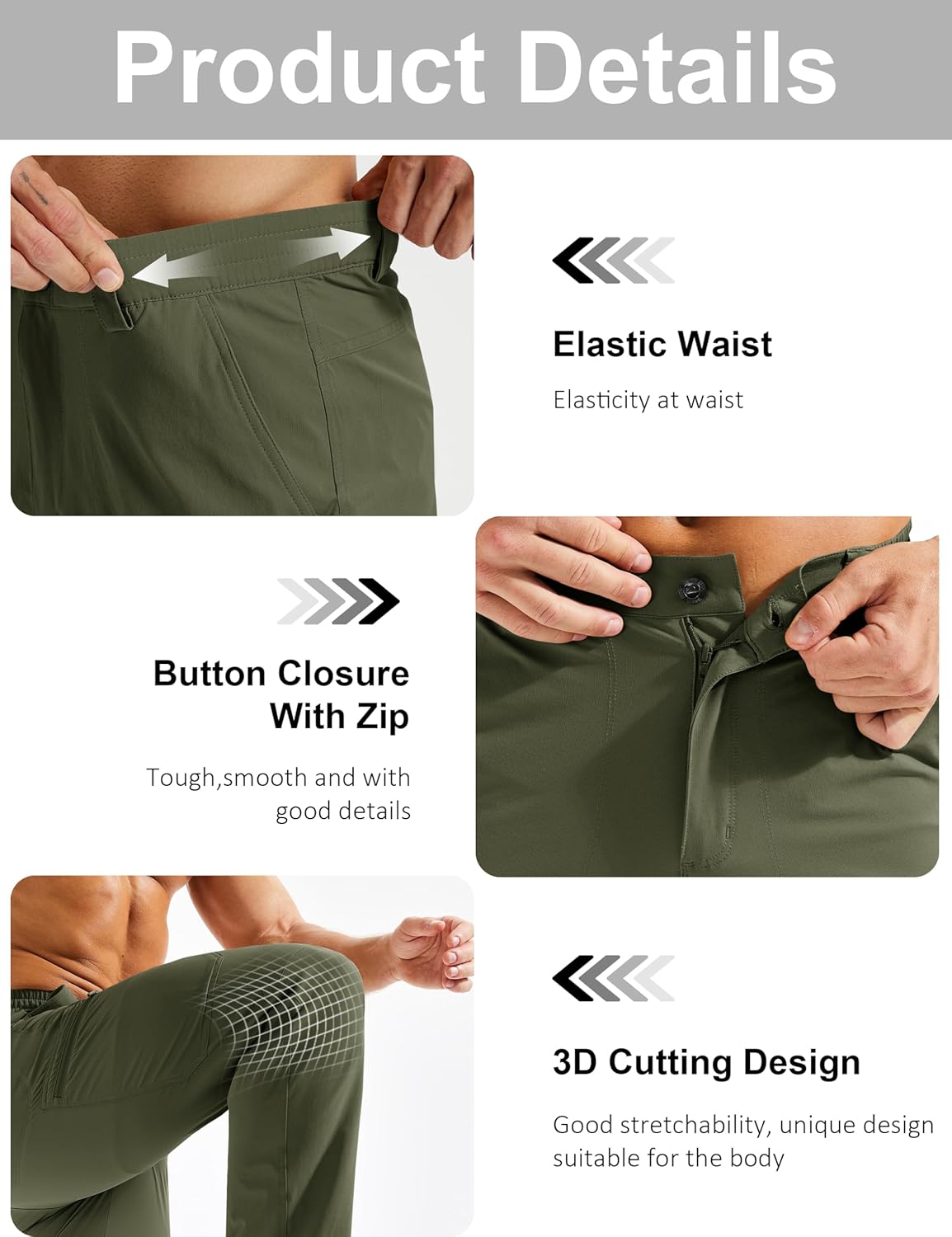 TACVASEN Men's Hiking Pants Quick Dry Lightweight Waterproof Breathable Casual Outdoor Fishing Travel Summer Pants - Image 5