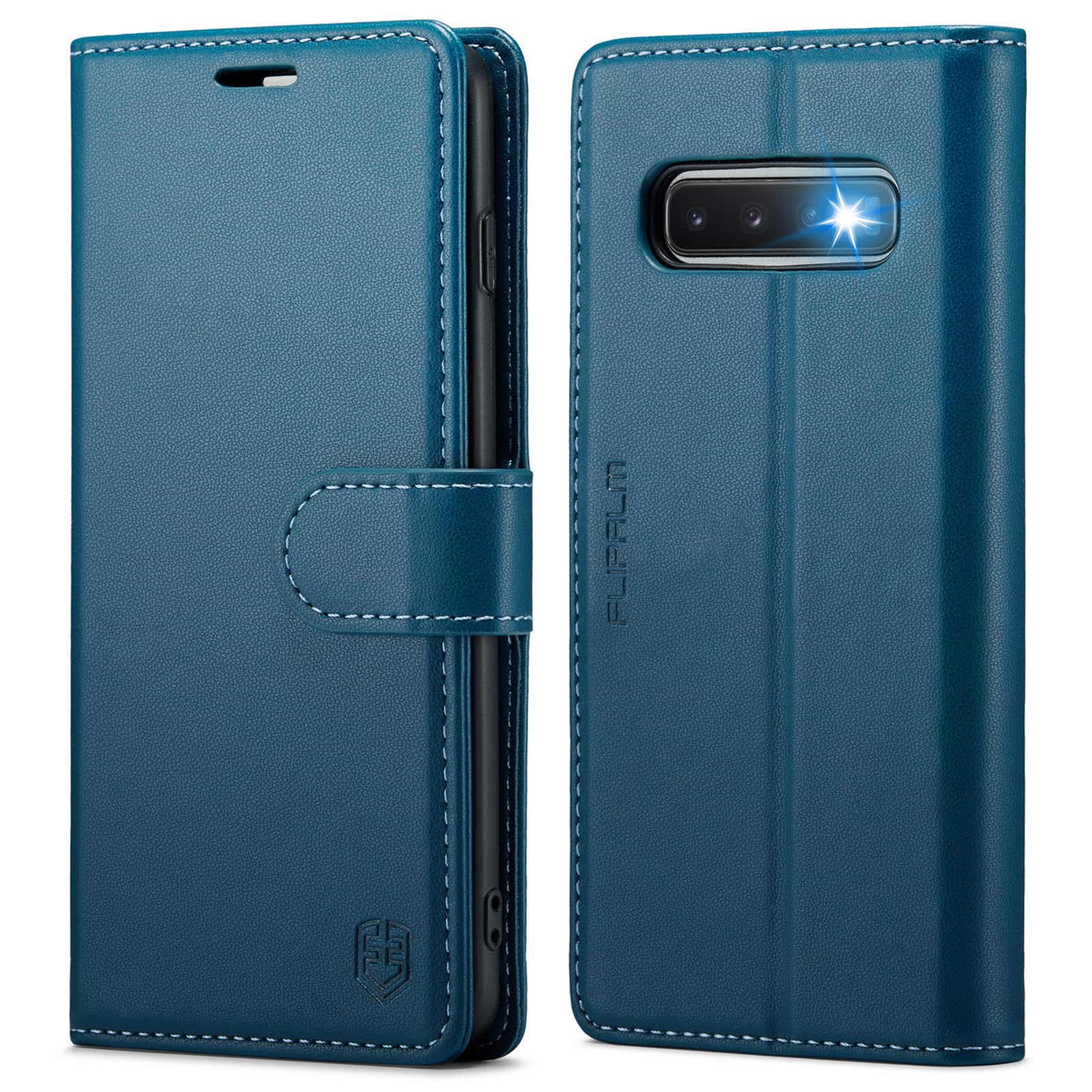 FLIPALM Wallet Case for Samsung Galaxy S10 6.1"(Non S10e,S10+), RFID Blocking Credit Card Holder, PU Leather Folio Flip Kickstand Protective