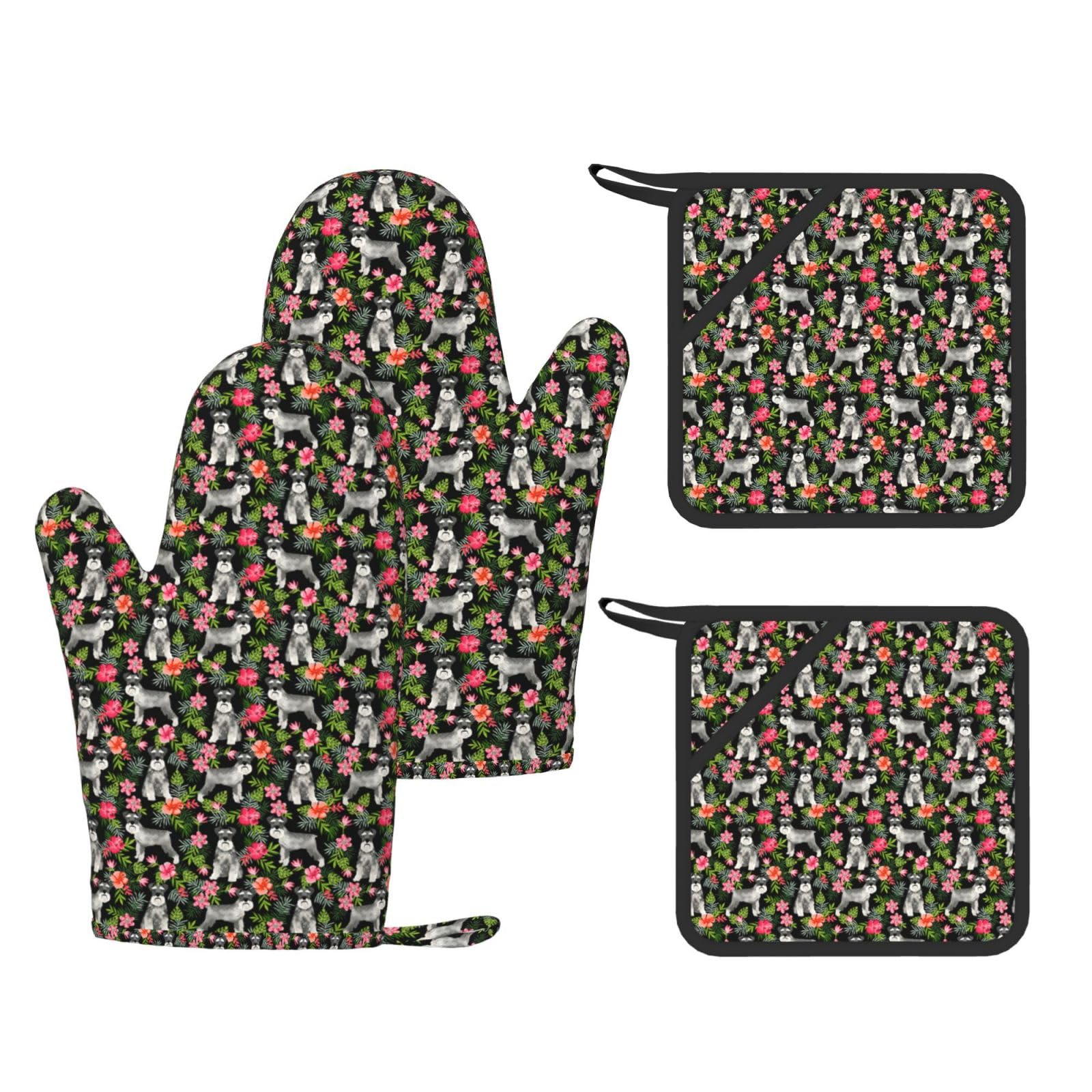 Schnauzer kit de cuisine avec gants de cuisine résistants à la chaleur et maniques