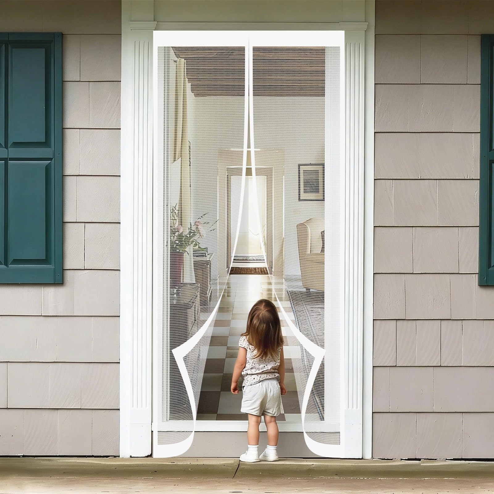 Moustiquaire porte aimantée blanche 150x210 cm sans perçage pour couloir