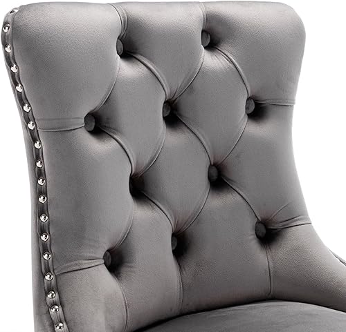 Miniatura 10 de i-POOK Juego de 2 taburetes de bar de terciopelo, modernos taburetes de bar tapizados con patas de base de metal resistentes, botones copetudos y