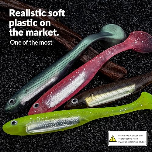 Miniatura 6 de QualyQualy Cebo de plástico suave Swimbait Paddle Tail Shad Lure Soft Bass Shad Bait Shad Minnow Paddle Tail Cebo de natación para Bass Trucha