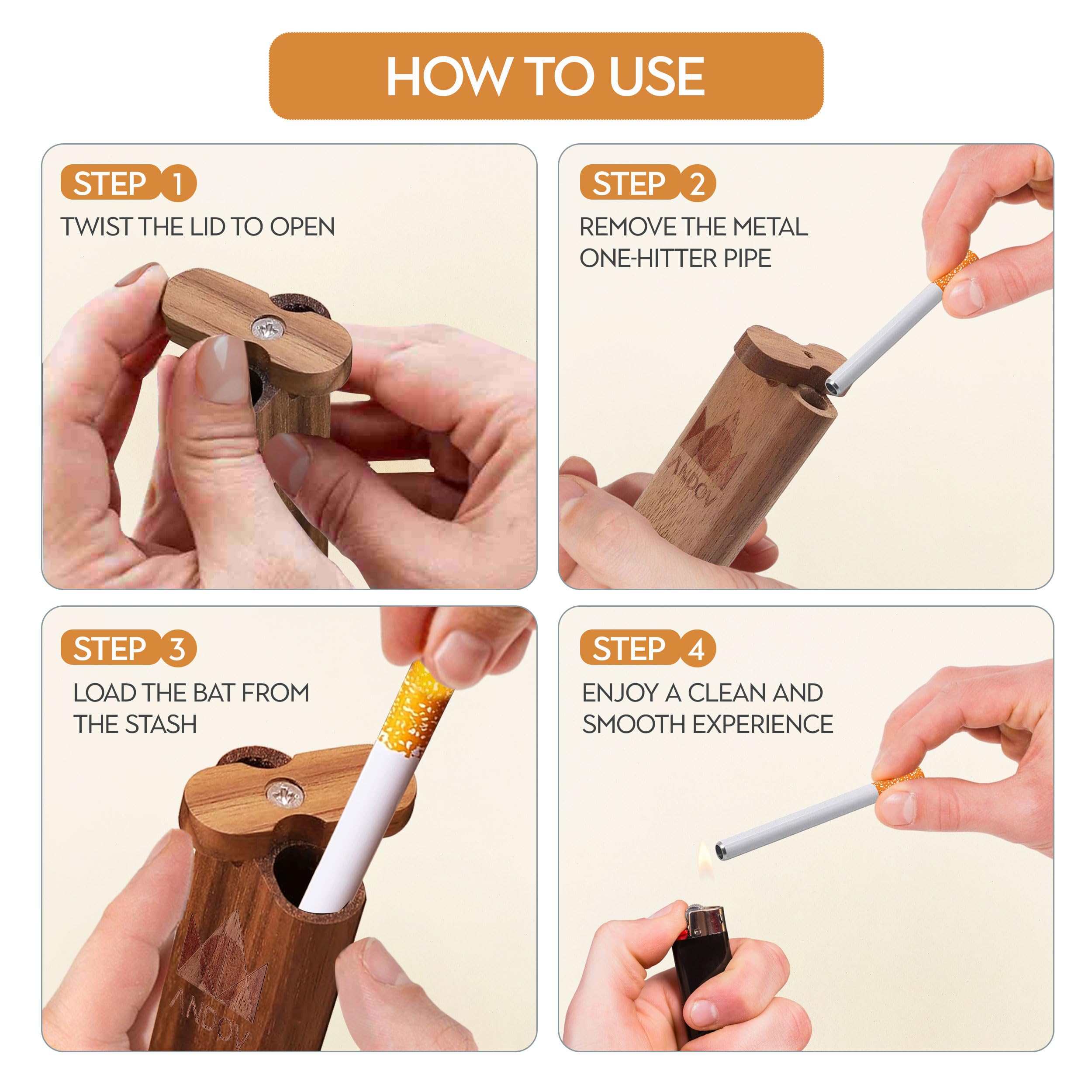 One Hitter Pipe Box Dugout Smoking Accessories Gift Set Tobacco Herbs &  others Clear Reusable with Lid and Free Cleaner Stick : Amazon.ie