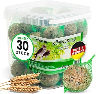 Eggersmann volaris 30 Stück Meisenknödel Vollkorn mit Netz 2.7 kg | Körnerkugel für Wildvögel | Nährstoffreiches Ganzahresfutter für alle Vogelarten product image