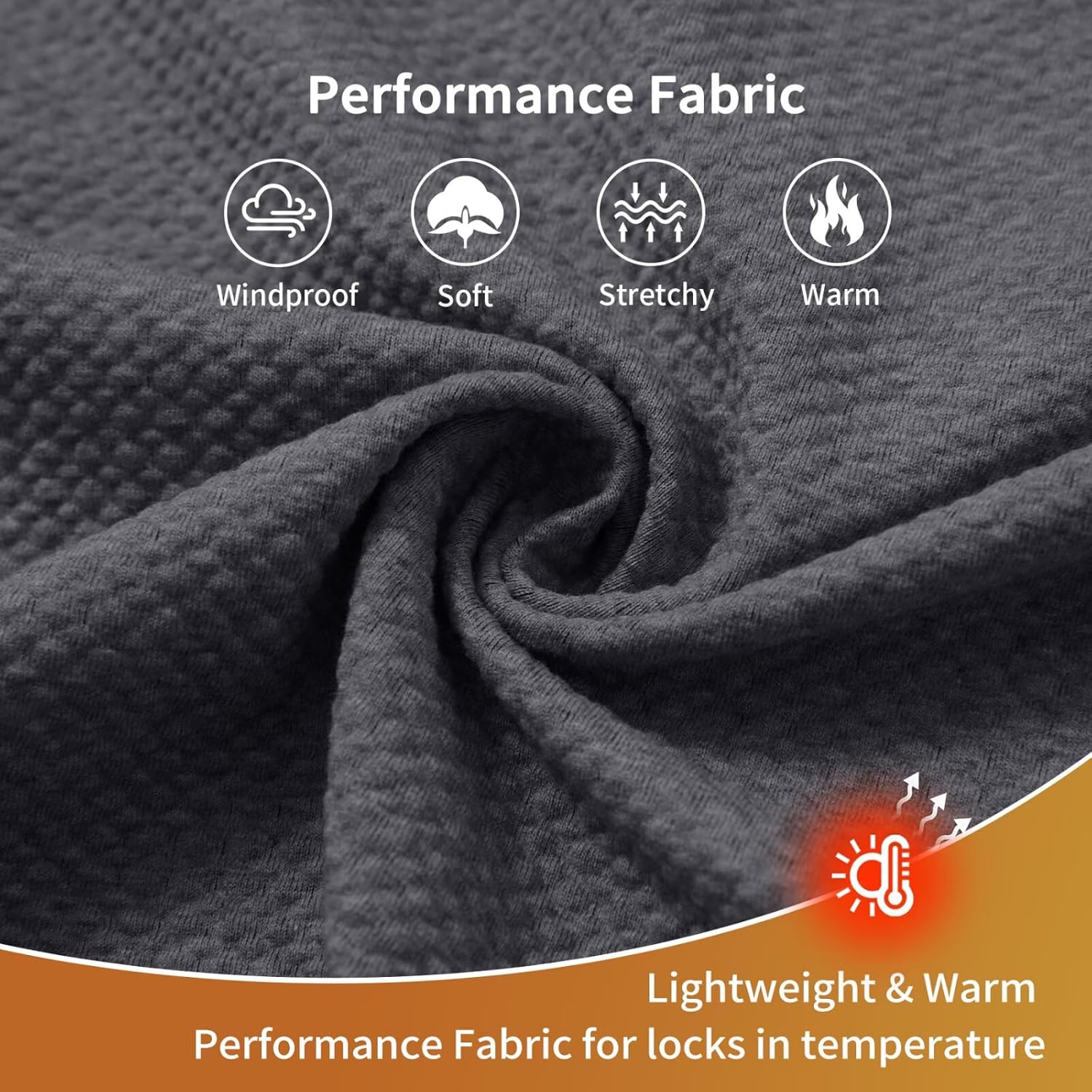 M MAELREG Mens Winter Jacket Performance Thermal Stand Collar Full Zip Textured Insulated Casual Jacket with 5 Pockets - Image 5