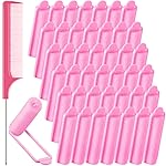 Syhood 43 Pcs Foam Sponge Hair Rollers Women 0.59 Inch Soft Sleeping Curlers Flexible Sponge Curler Tool and Rat Tail Comb for Hair Styling Hairdressing Overnight Curl and Volume(Pink)