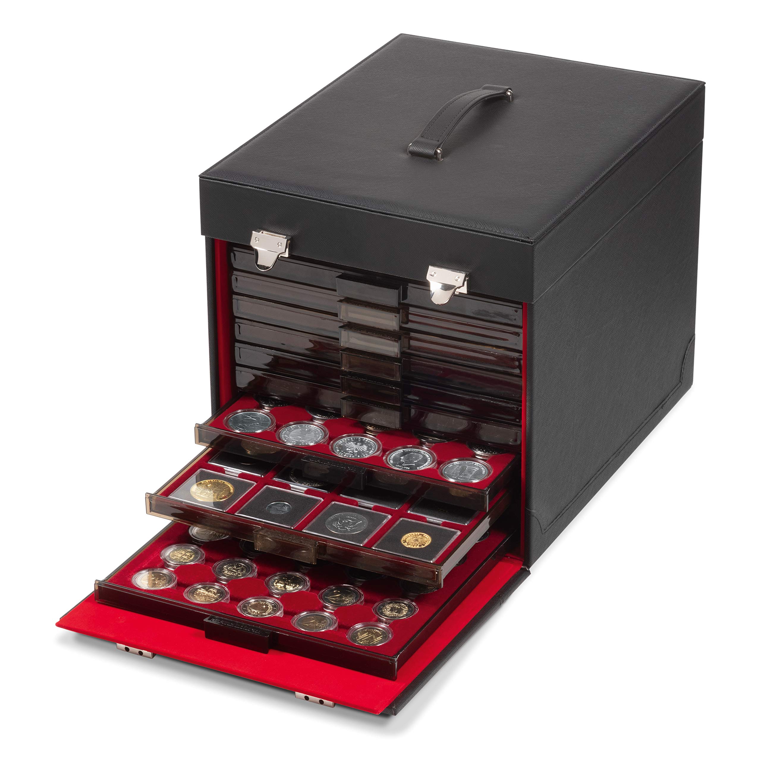 Maletín De Coleccionista Leuchtturm Cargo Multi XL – Caja De 400x195x295 Mm Para Tarjetas, Monedas Y CDs, Con Llave