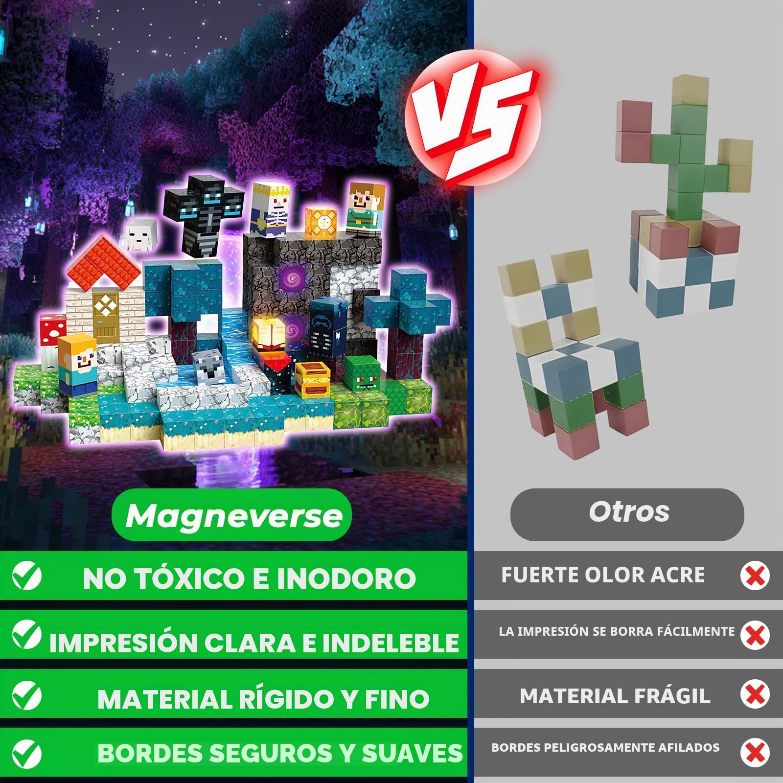 Magneverse Bloques Magneticos Construccion Niños 200 Piezas - Tema Aventura en el Bosque Crepuscular con 36 Tipos de Magnetic Blocks, Juguete Educativo de Construcción Regalo para Niños de 4 a 12 Años