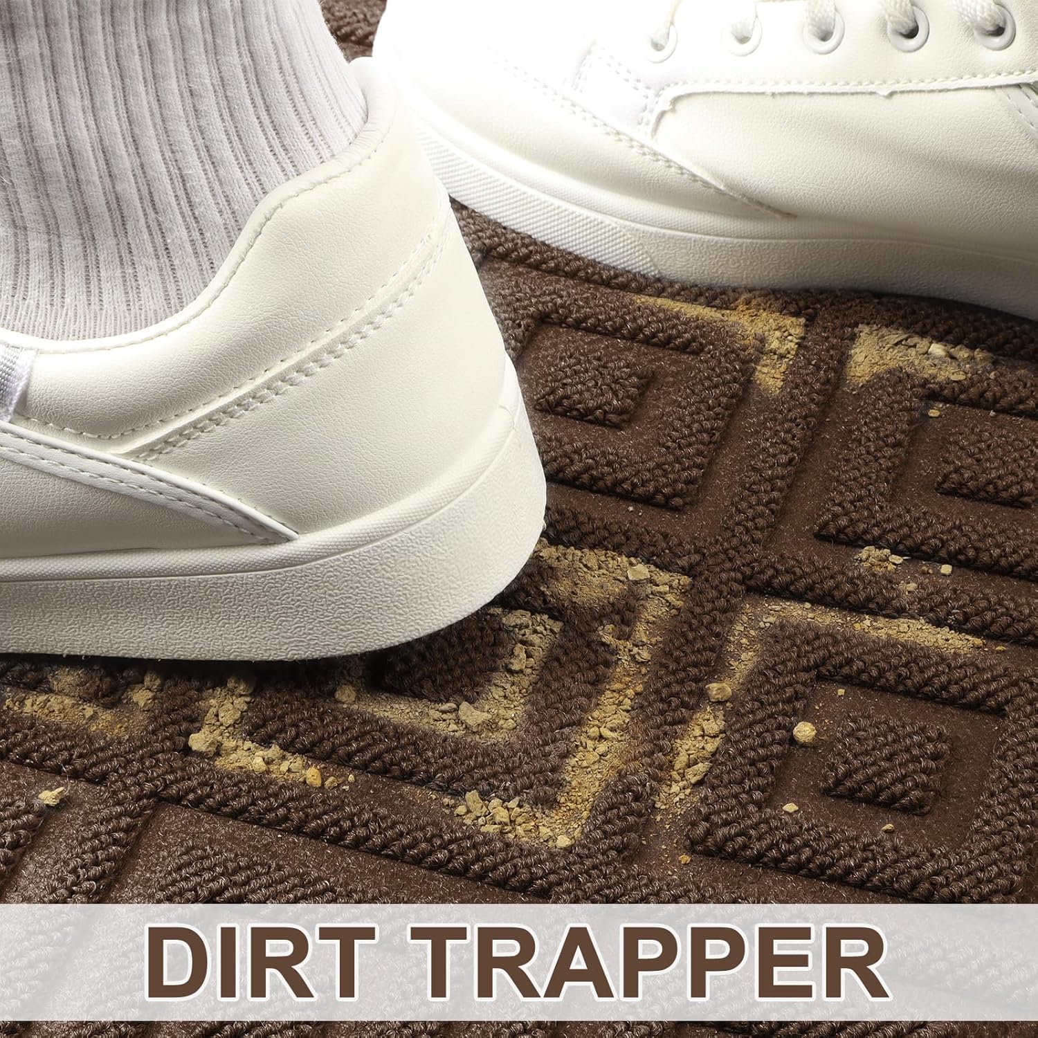 LEKEEPGO Large Front Door Mat Outside Entrance 31.5"x47", Drainage Welcome Matt Outside, Absorbent Doormat, Non Slip Rubber Mats, Dirt Resist Door Mats for Front Door, Patio, Home Entrance, Brown