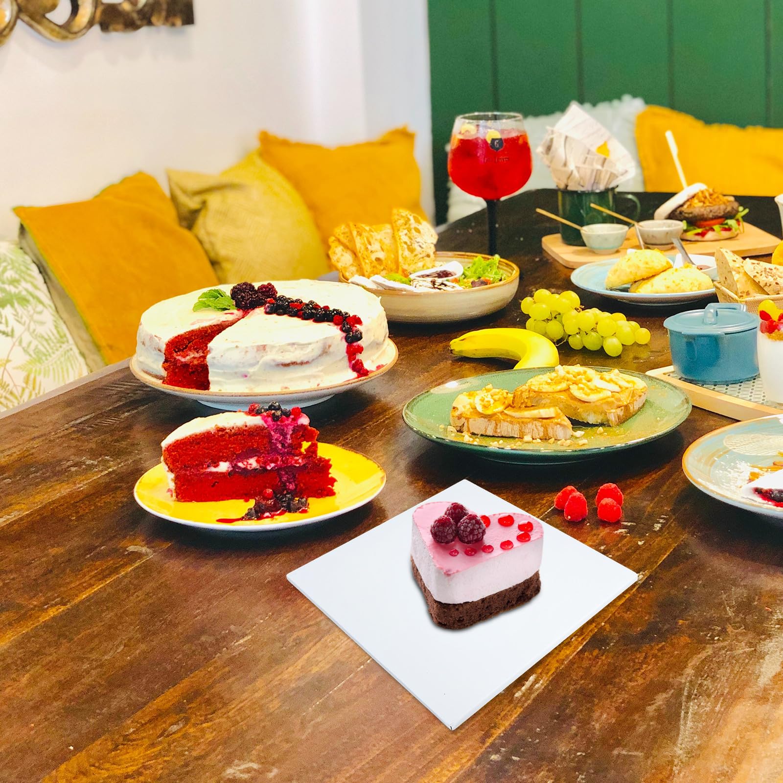 Base per Mousse e Dolci in Carta Bianca Spessa 10 Pezzi, Supporto Stabile e Sicuro per Torte Quadrata per Presentazione e Preparazione