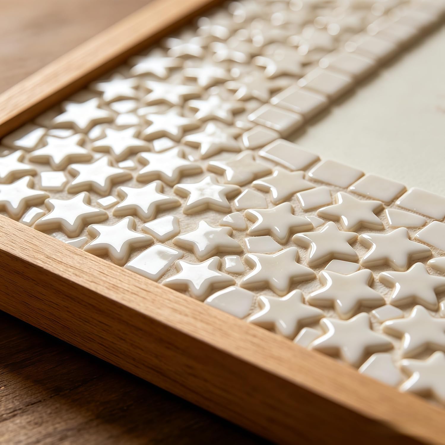 Stars Mosaic Tiles Stained Glass, Star Shape Ceramic Mosaic Making with Handmade for DIY Art Crafts，Home Decorations -About 110Pcs 100G(0.22LB) (White)​