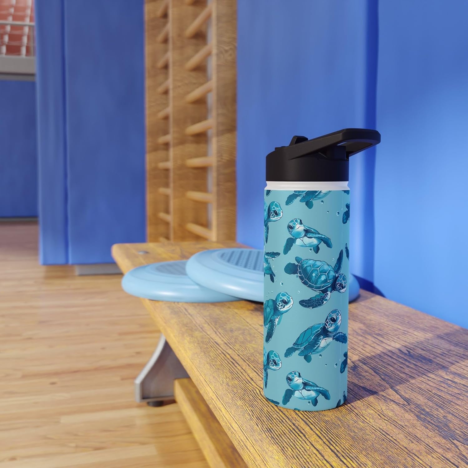 WILLBRITE Stainless Steel Water Bottle, 18oz, Cute Baby Sea Turtles - Double Wall Insulation Keeps Drinks Hot or Cold