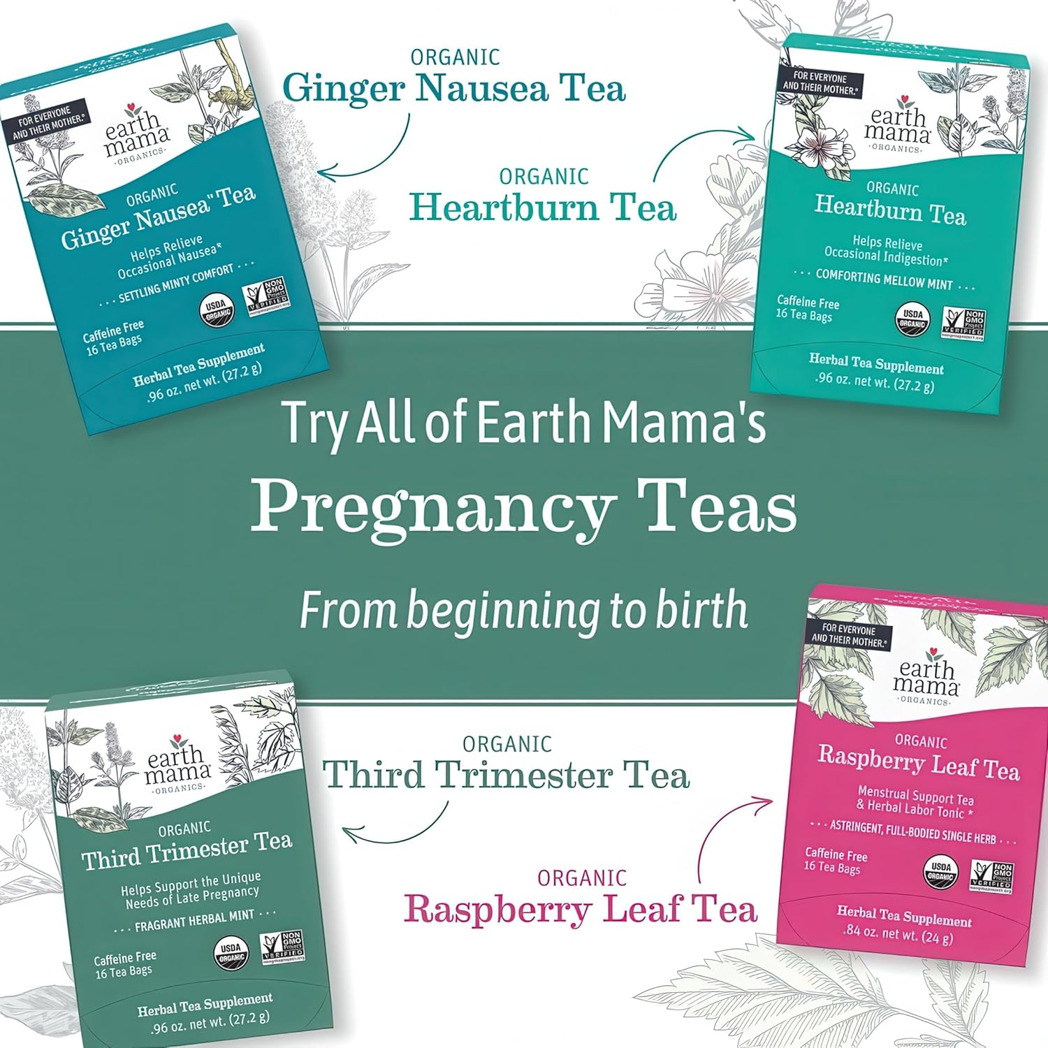 Earth Mama Organic Red Raspberry Leaf Tea | Labor Prep & Menstrual Support Herbal Tea, Pregnancy & Postpartum Care Recovery | 32 Teabags | Caffeine Free & Non-GMO - Image 6
