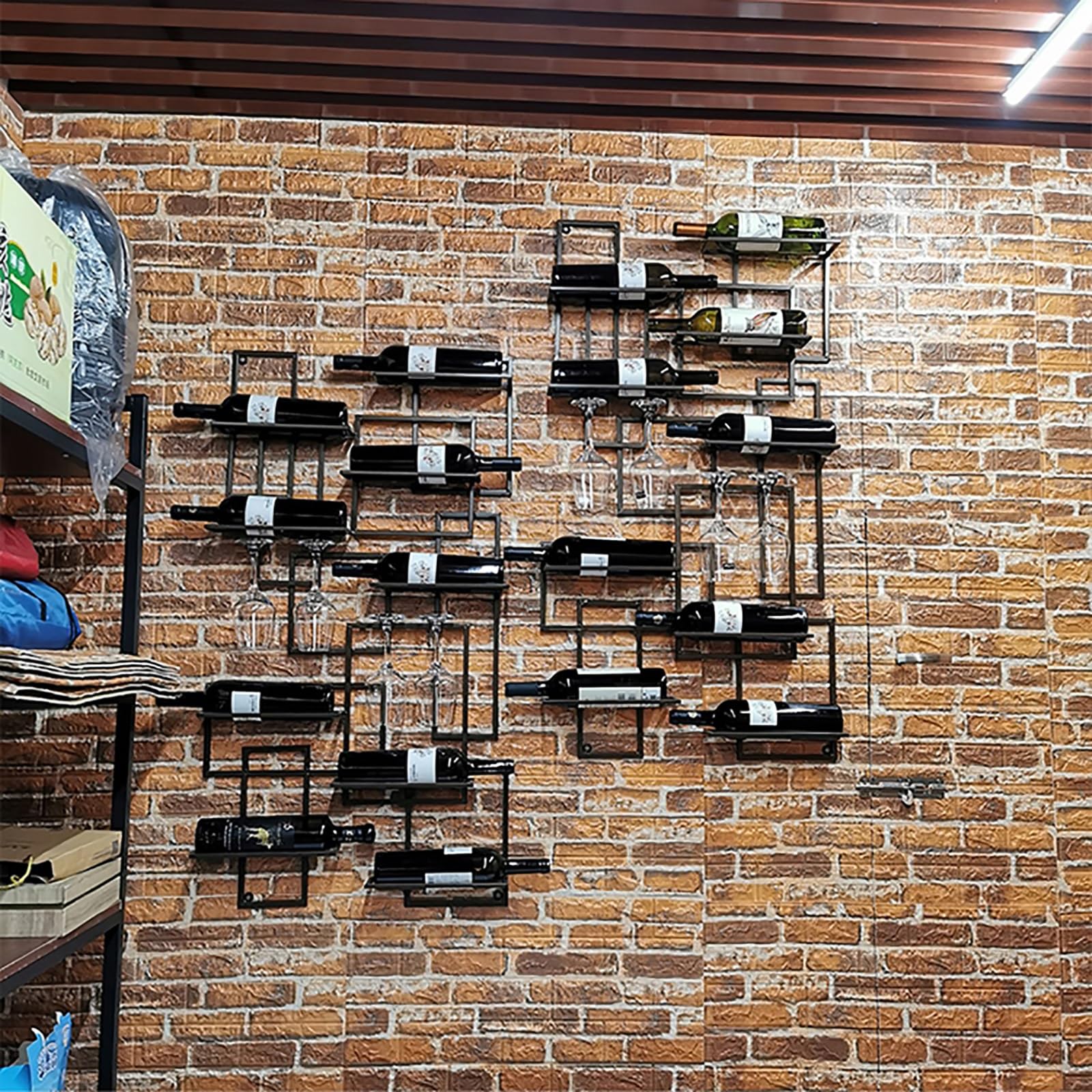 Porte-bouteilles mural en métal pour la maison, le bar, la salle à manger, la cuisine - Multifonction