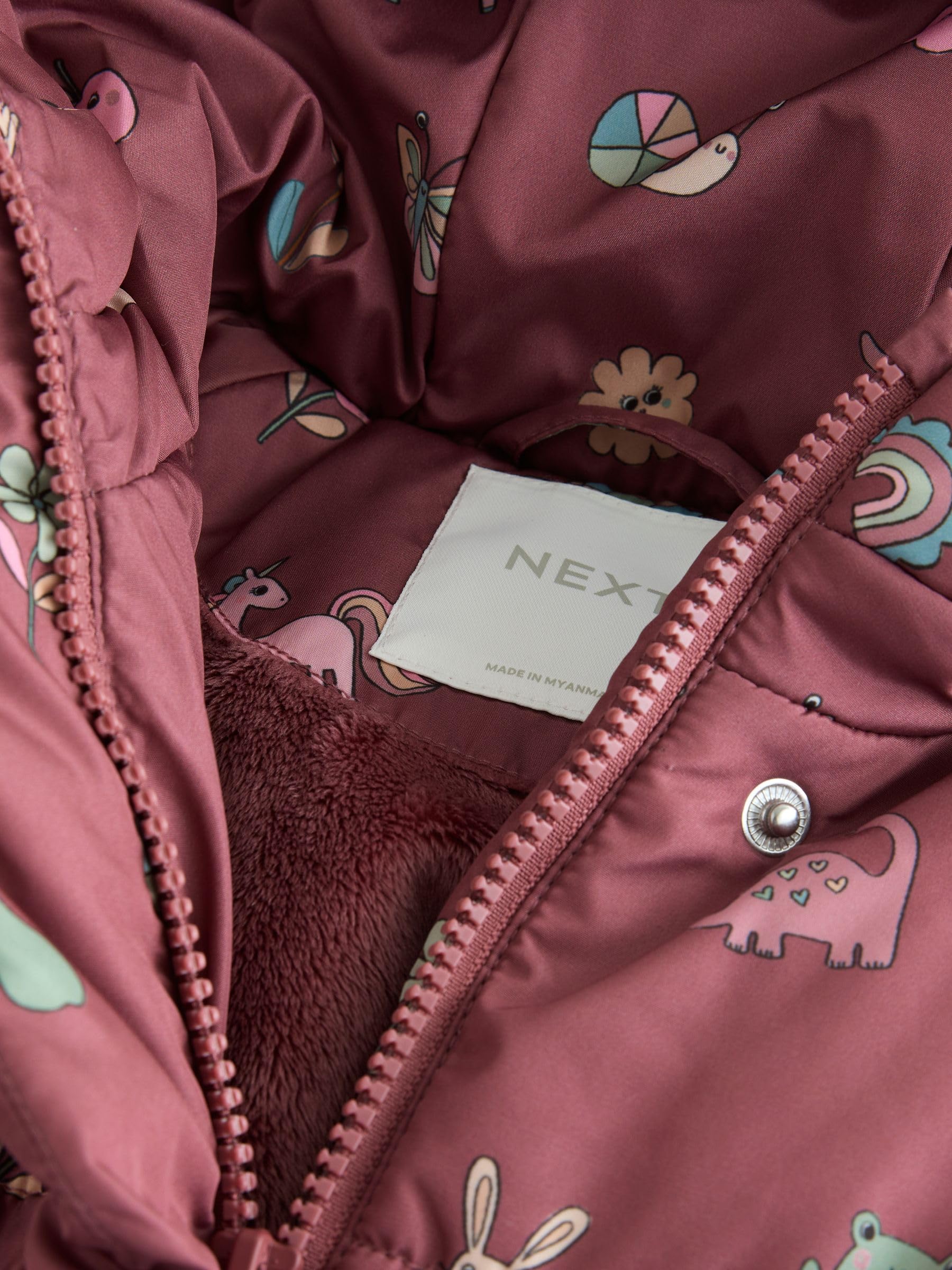 NEXT Niñas Abrigo acolchado con forro de pelo sintético y diseño impermeable