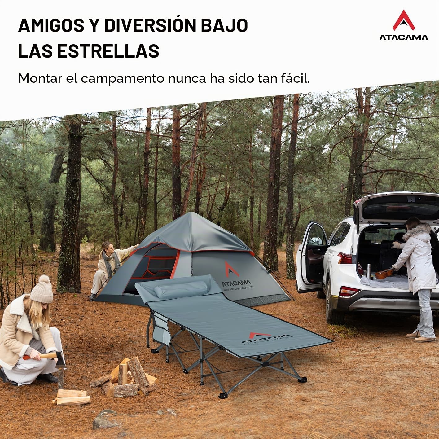 Atacama Cama Plegable Camping Cama Camping Ultraligera - catre Camping Plegable Ideal para Aventuras al Aire Libre y como Tumbona - Cama portátil XXL cómoda, camastro