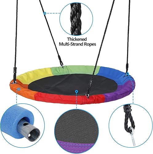 Miniatura 9 de SUPER DEAL Juego de columpios de 440 libras de 40 pulgadas con combo de soporte de marco A resistente, estacas de tierra y cuerdas ajustables para