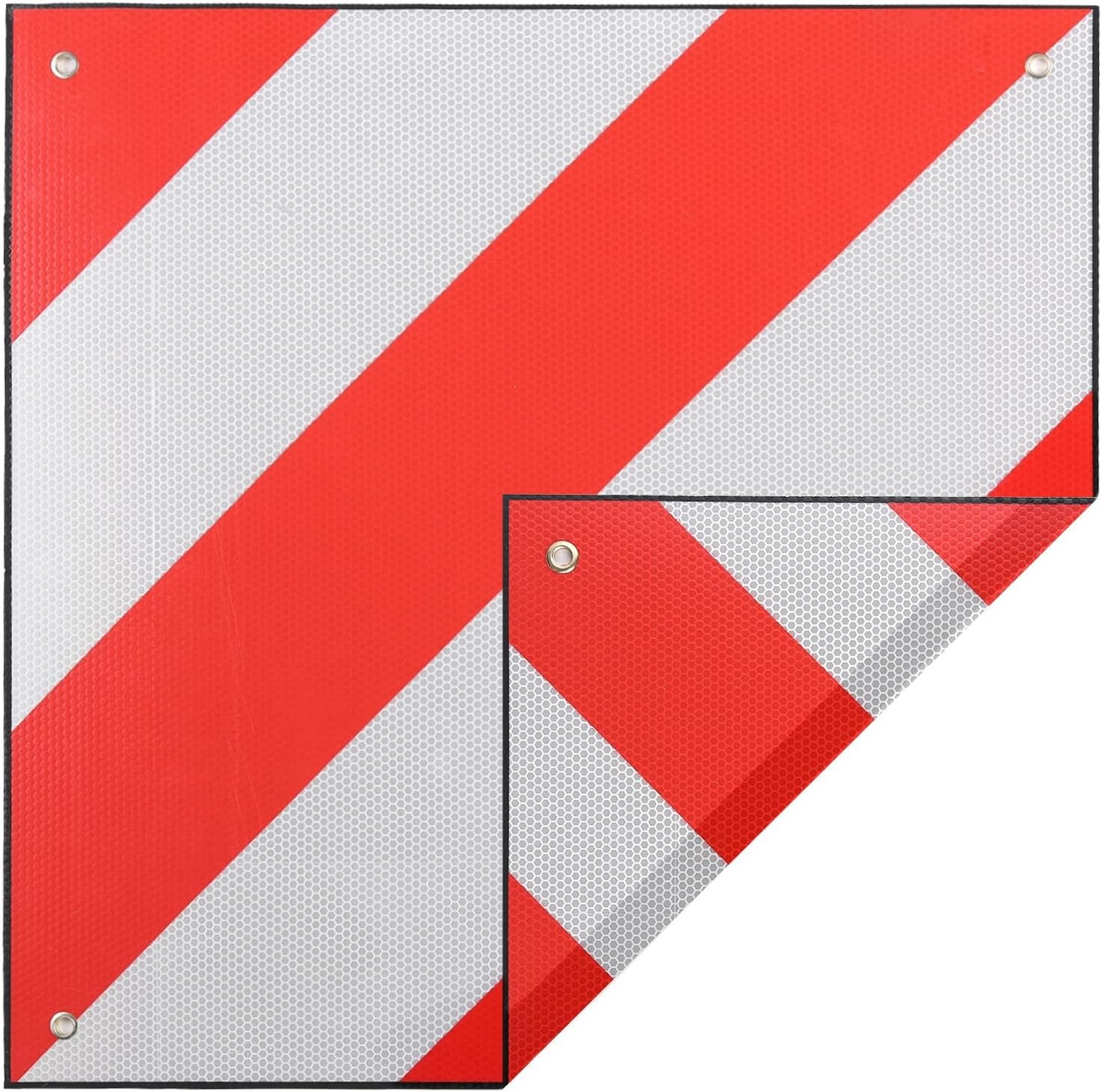 Zelsius2-in1 Reflective Warning Plate - Aluminium - For Spain and Italy - Red and White - 500 x 500 cm - For Bike Rack, Caravan, Trailer