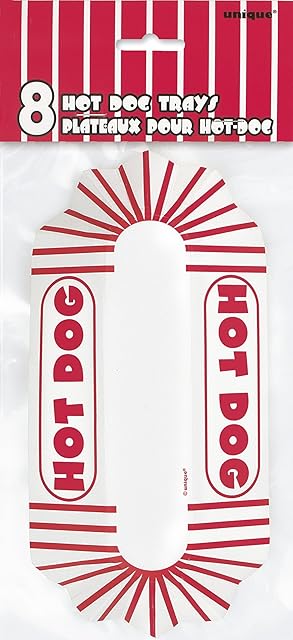 Unique Party 90688 - Paper Hot Dog Trays, Pack of 8