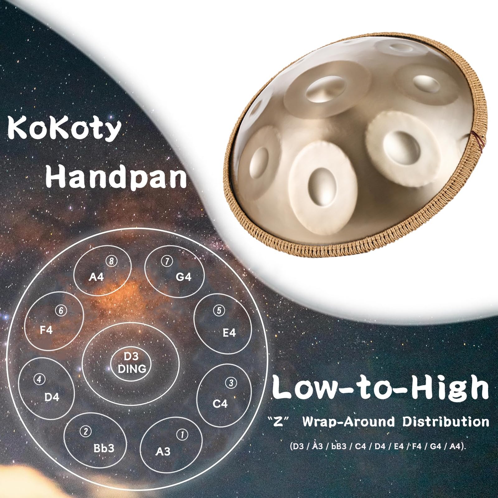Amazon | ハンドパン 9音/10音/12音 楽器 KoKoty Handpan Drum ニ短調