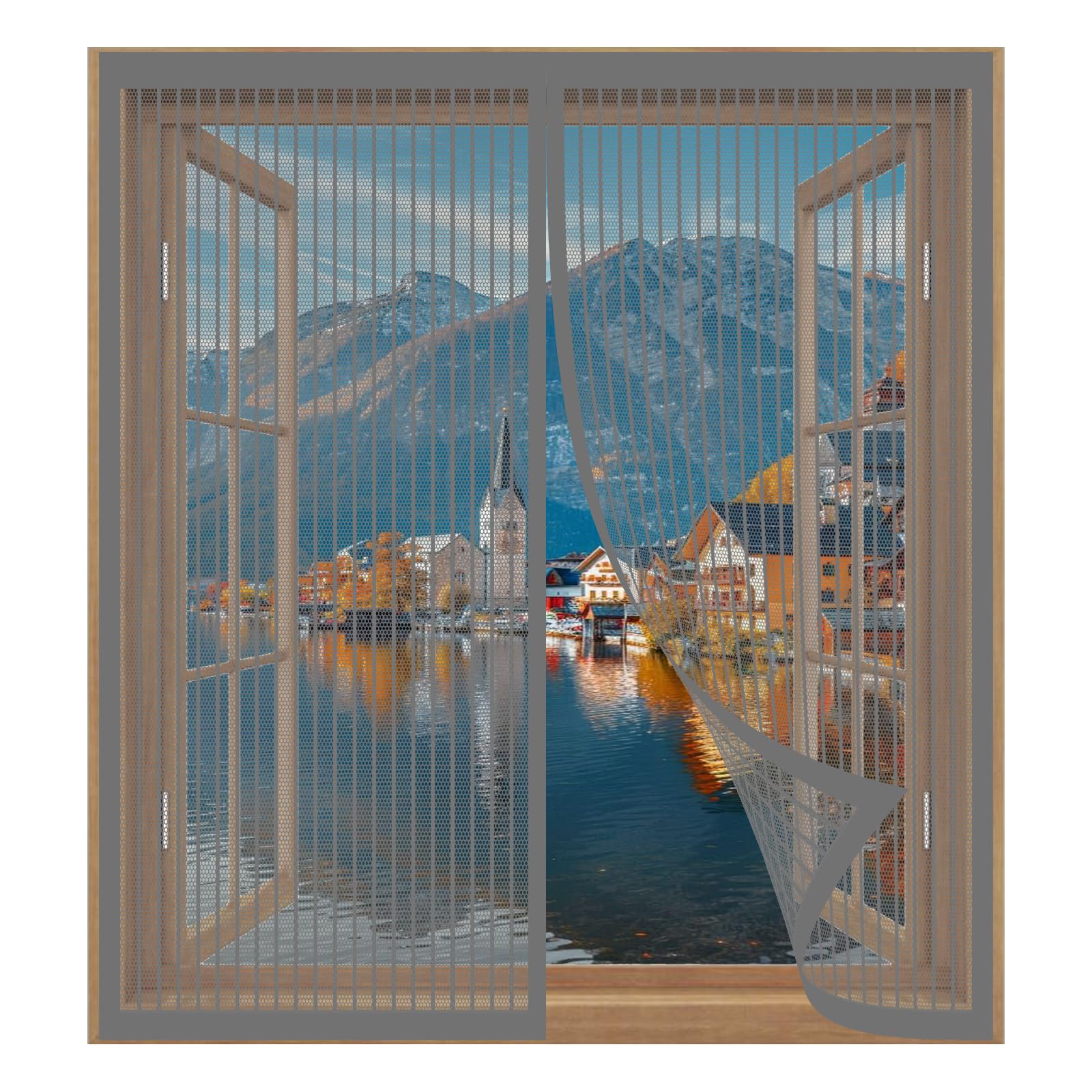 Fly Screens for Windows 43 x 55 cm Easy Installation No Drilling Or Screwing Heavy Duty Door Screen for Windows Nets to Keep Bugs Out, Grey