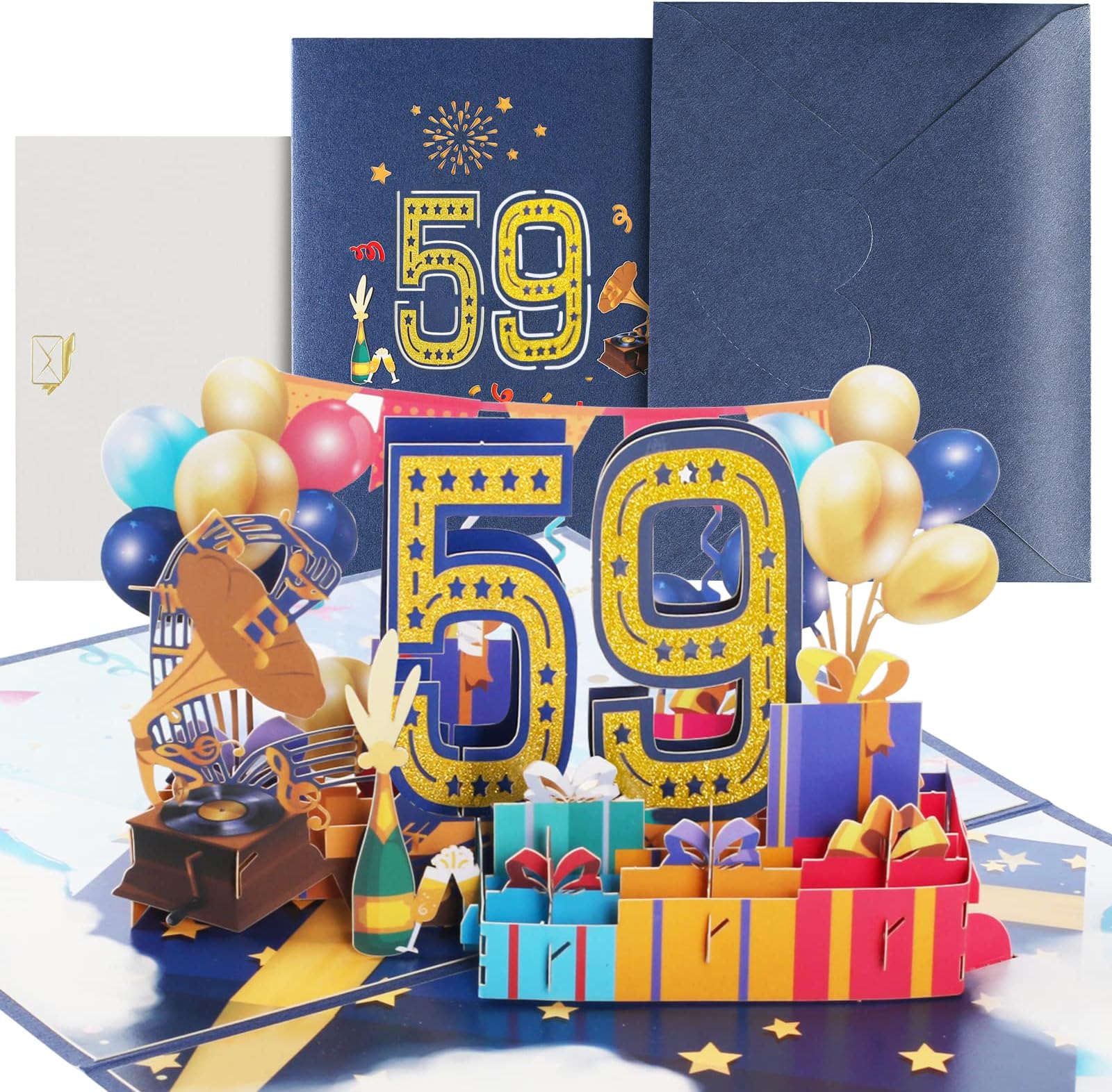 WBdesignz Geburtstagskarte "Happy Birthday" – Floral, Gold/weiß, DIN A6 Mit Umschlag