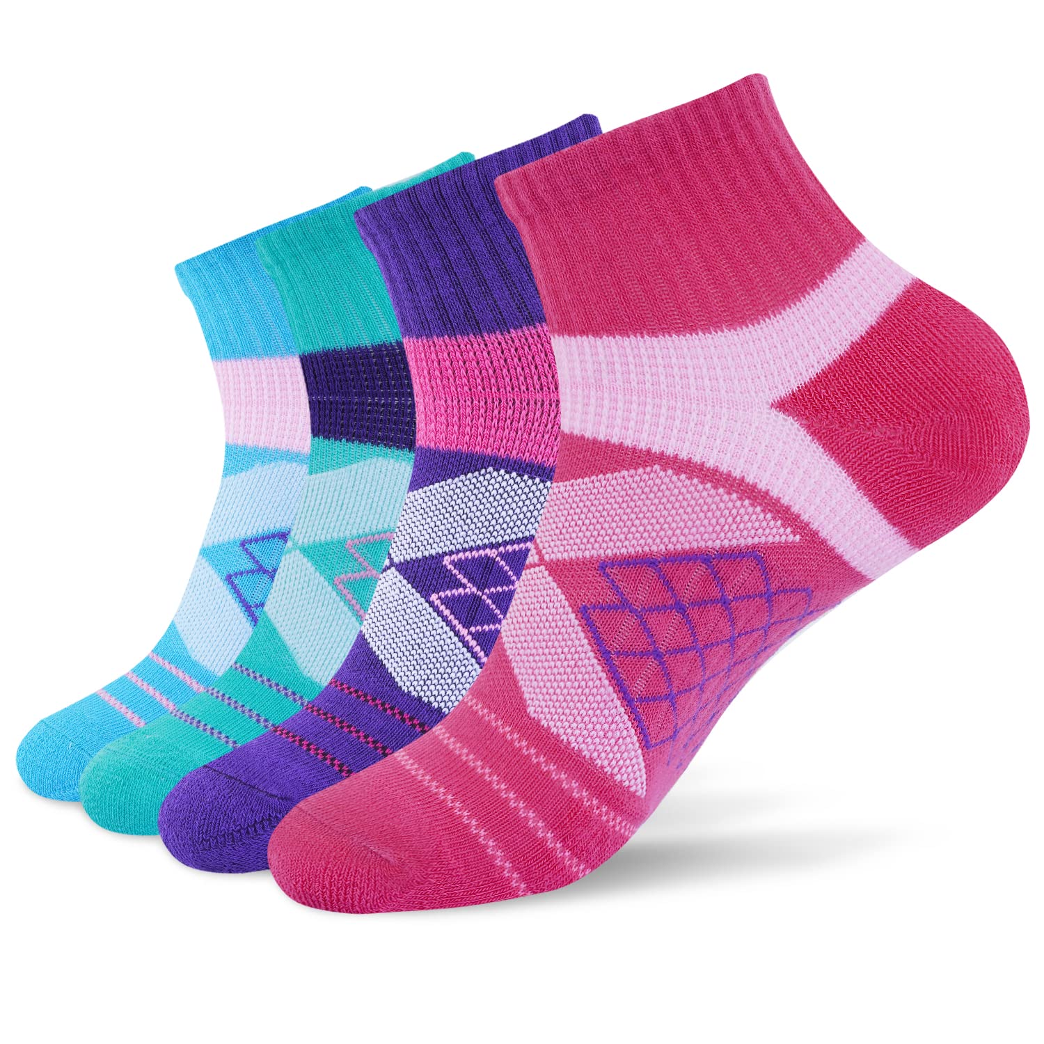 KC-TAHO Arch Support Socks - Light Compression Cushioned 4-Pack for Men & Women