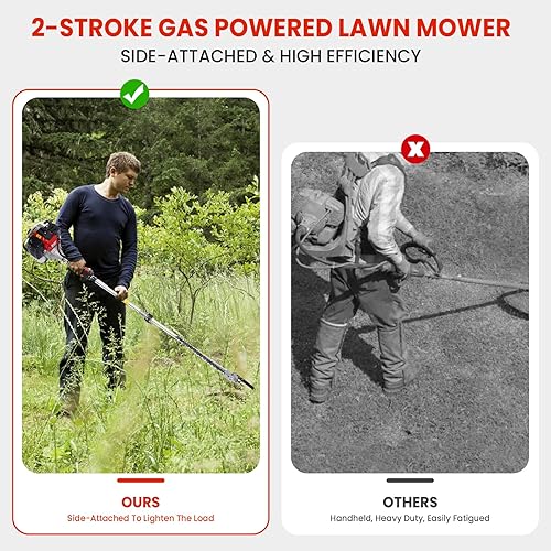 Miniatura 4 de Cortador de escobillas, mochila 2 en 1 de 4 tiempos, de energía a gas, para malezas, 750 W, enfriador de aire, cortasetos de césped, cortacésped,