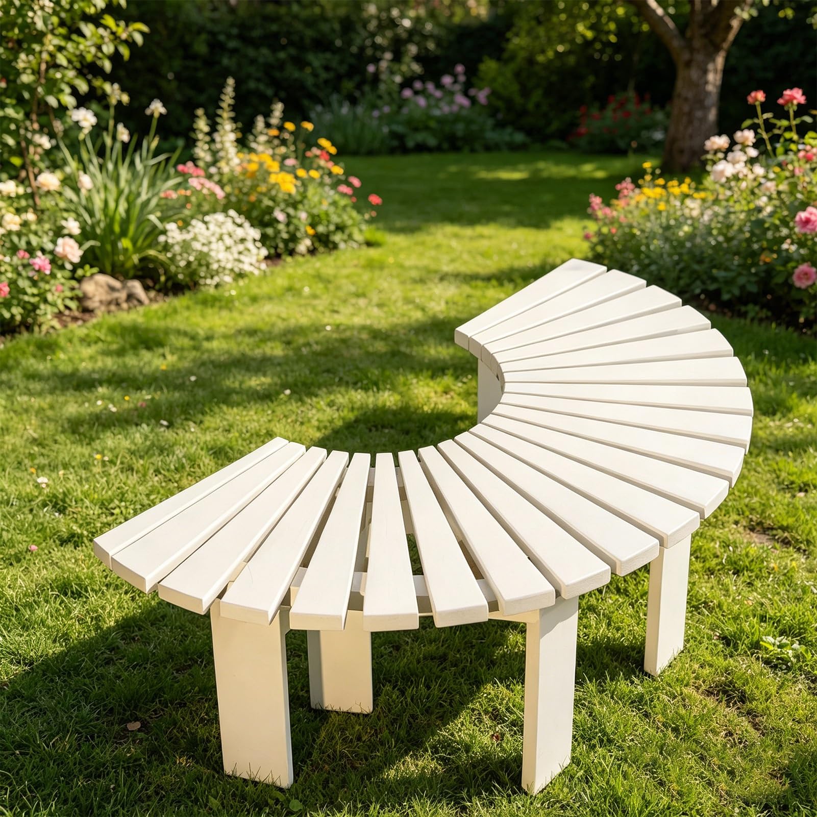 Banc d'arbre rond en bois blanc pour aménager un porche chaleureux