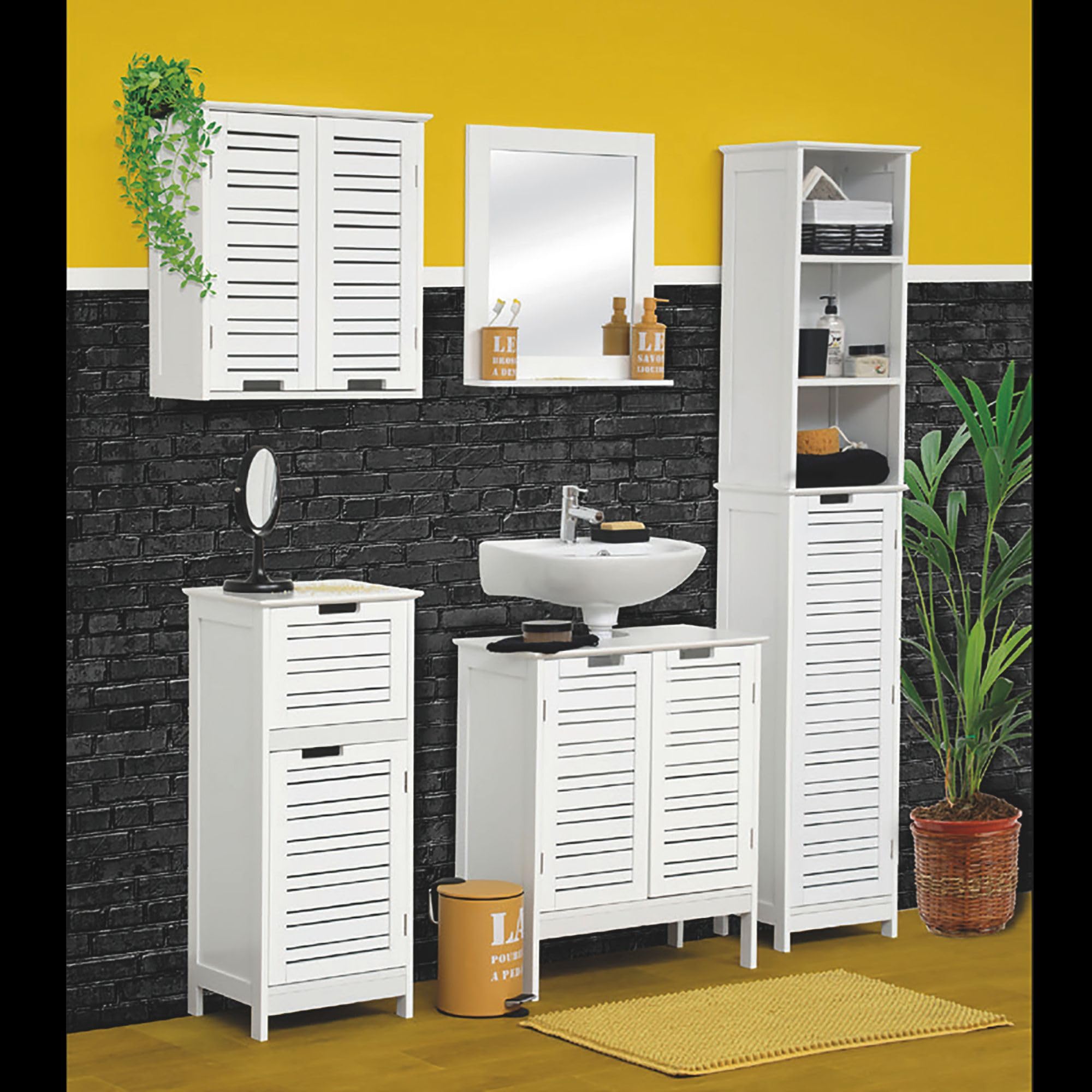 Tendance – Miami à Laver Table Structure + MDF, Portes, Bois, Blanc, 60 x 30 x 60 cm