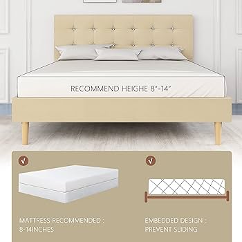 Amazon.com: Yegee Faux Leather Platform Bed Full Size Bed