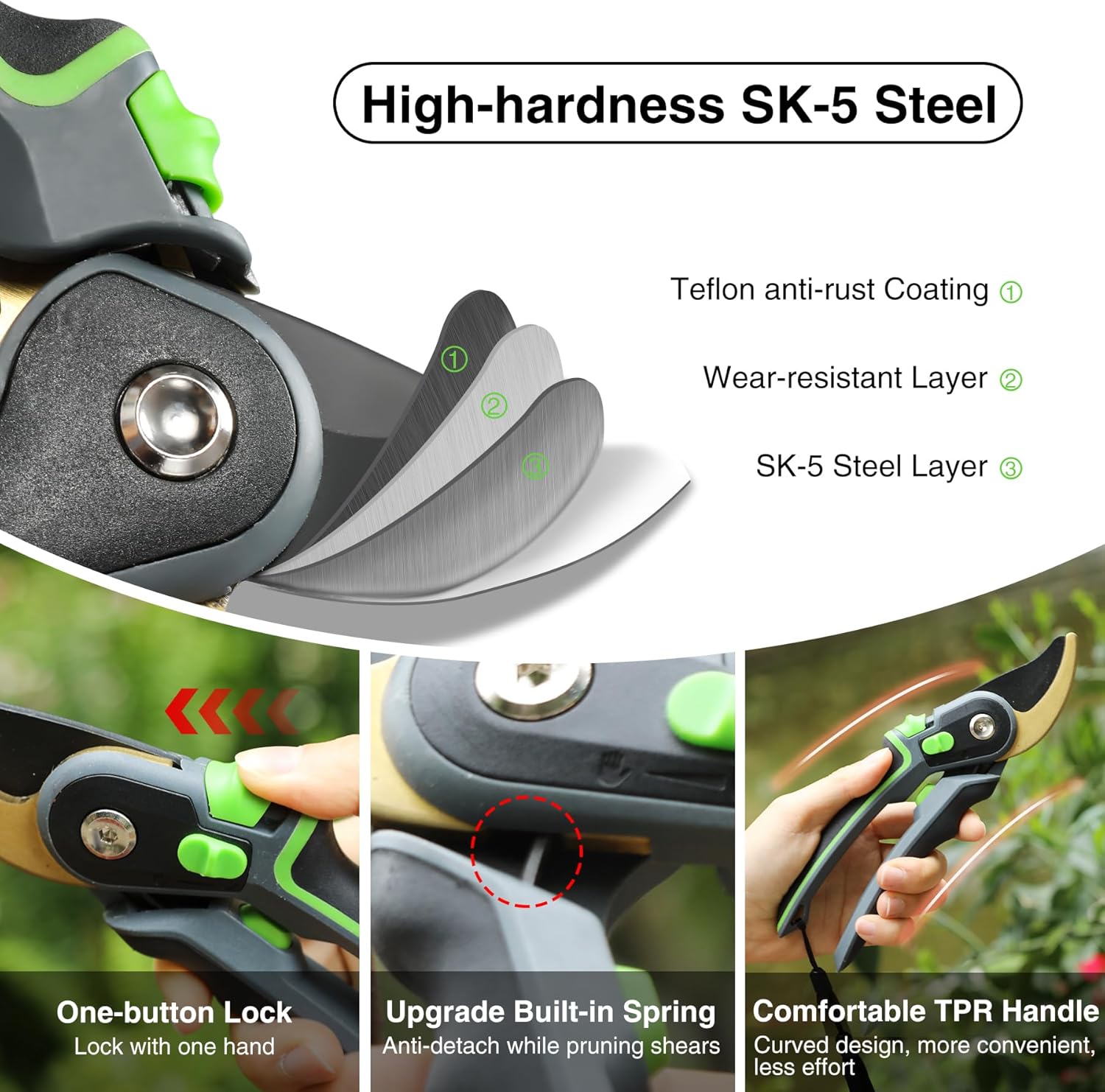 Lineslife Extendable Tree Pruner,Pole Pruner Pruning Shear, Telescopic Long Handle Tree Trimmer with Cut & Hold Bypass Clippers, Lightweight Adjustable Fruit Picker for Tree Branch Cutter