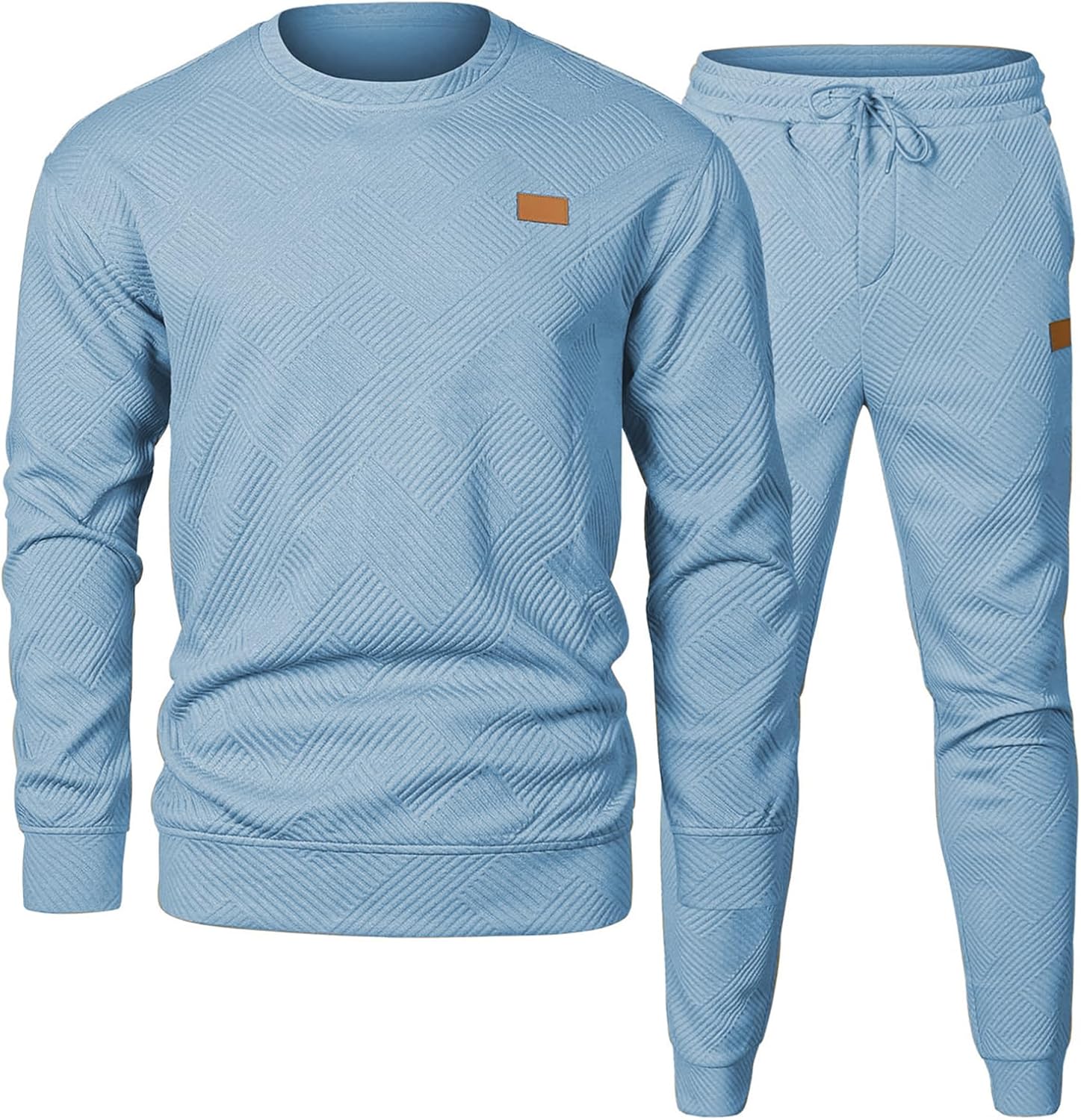 JMIERR Mens 2 Piece Outfits Knit Jacquard Pullover Sweatshirt Tracksuit & Joggers Sweatpants Sweatsuit Sets with Pockets
