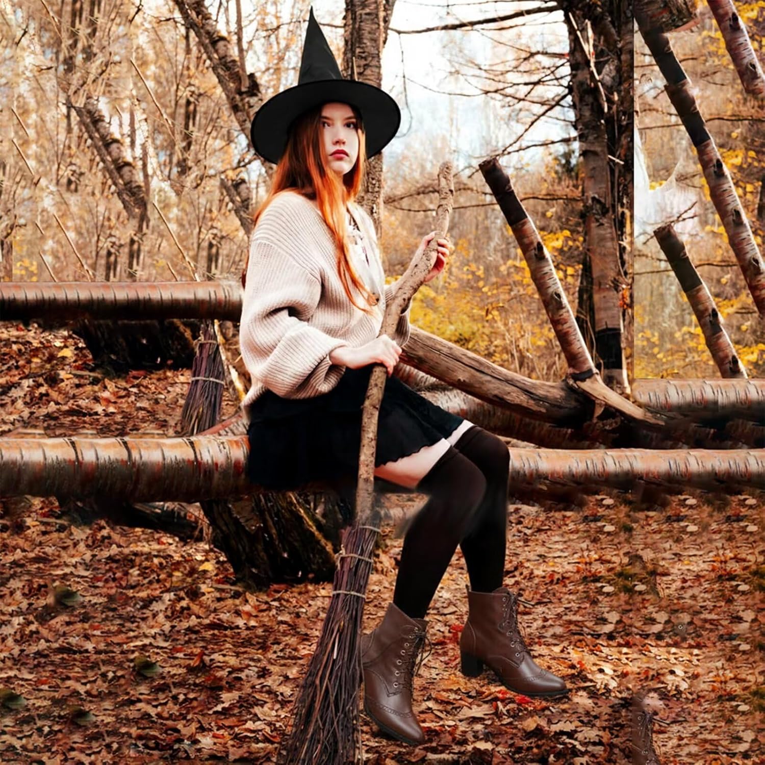 UniqueStride Women's Brogue Ankle Boots Lace Up Ankle Bootie with Chunky Block Heel Round Toe Shoes - Image 6