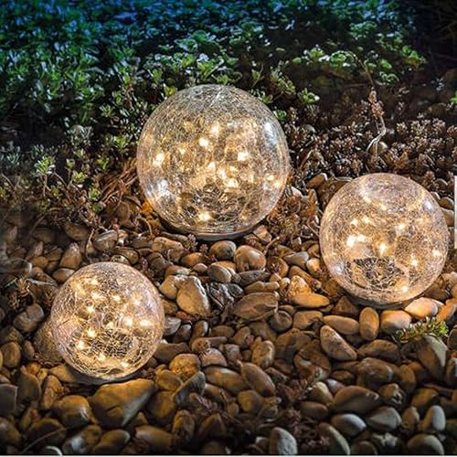 Miniatura 2 de ulafbwur Luces solares para exteriores, 2 unidades, 20 LED, lámpara redonda de vidrio, impermeable, ahorro de energía, luz de jardín con luz cálida