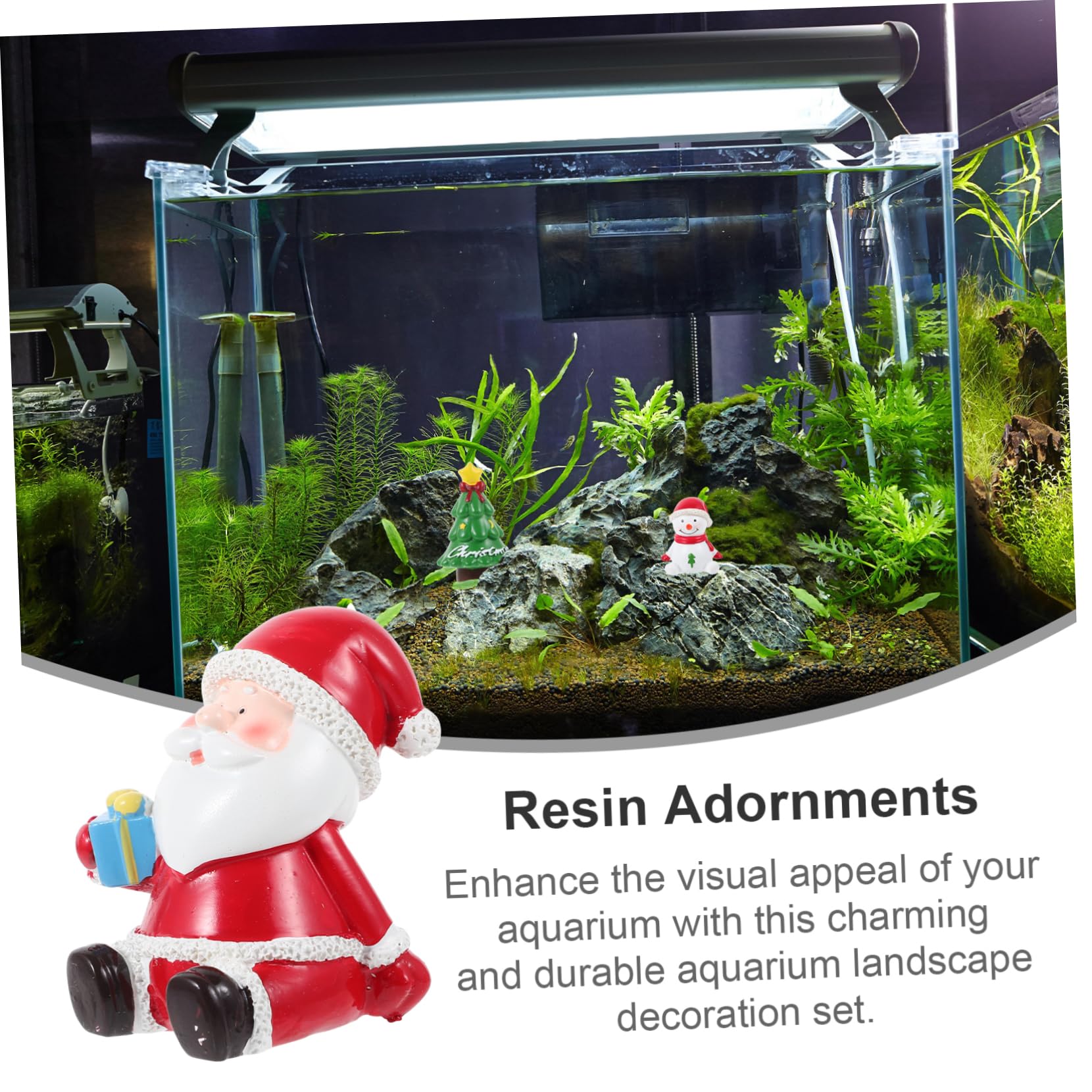 ULTECHNOVO 4 Ensembles Ornements du Père Noël Ornements De Navette Décorations D'aquarium De Noël Décoration D'aménagement Paysager D'aquarium Décoration en Résine pour Aquarium 3 Pièces * 4