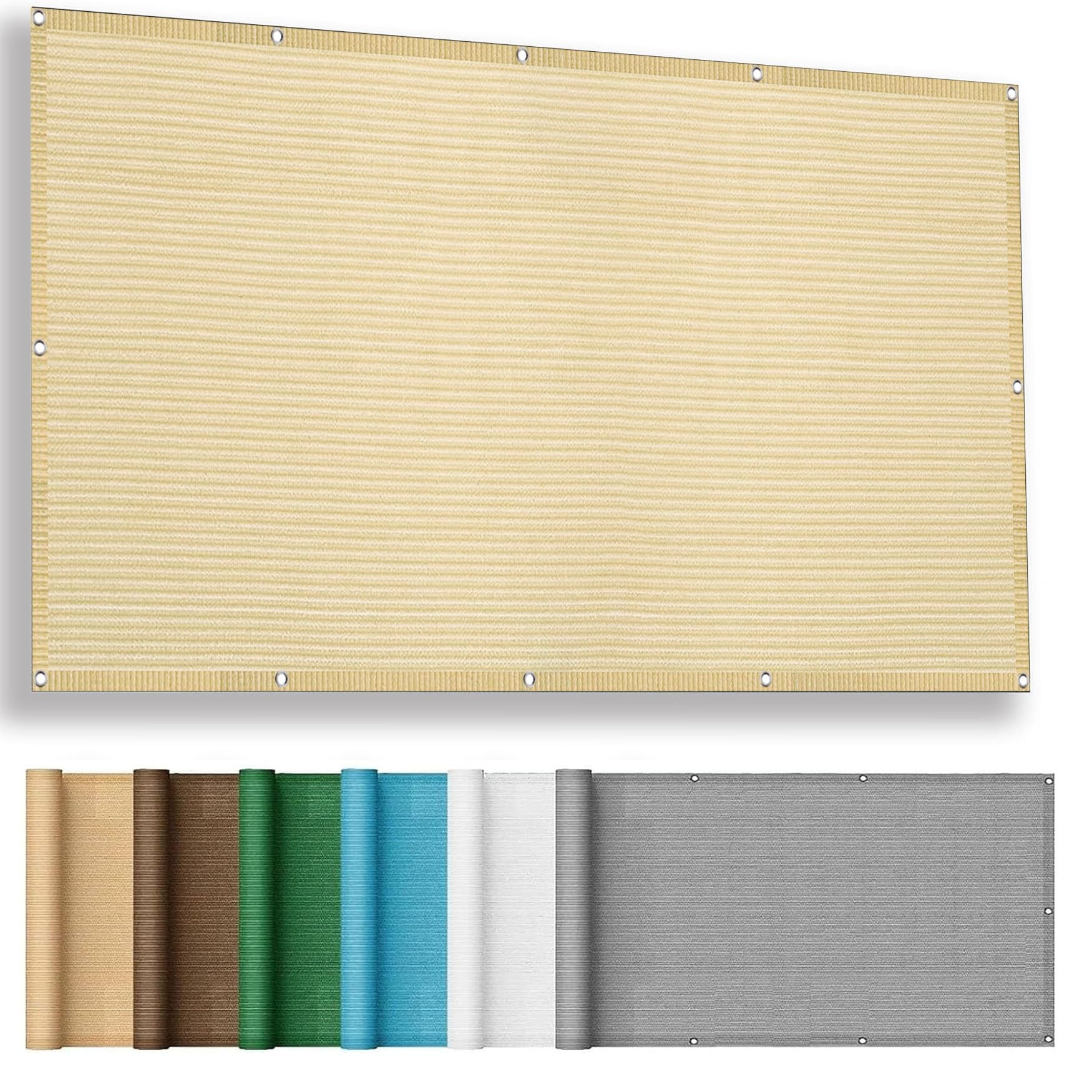 Toile d'ombrage respirant et coupe-vent en HDPE avec œillets pour balcon